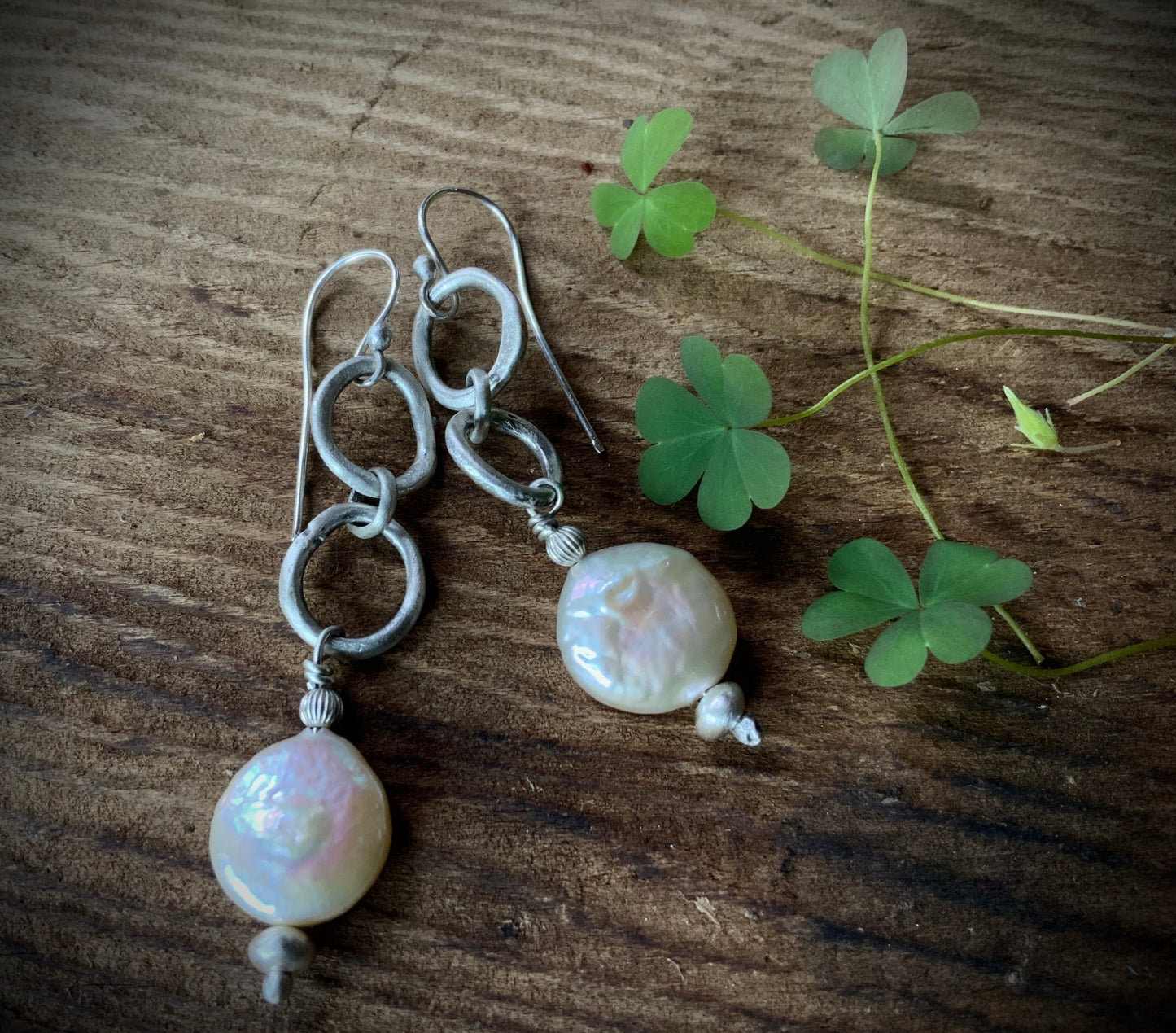 Rustic Pearl Earrings - Evitts Creek Arts