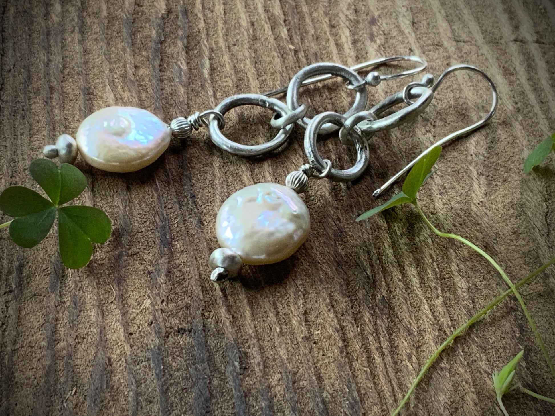 Rustic Pearl Earrings - Evitts Creek Arts