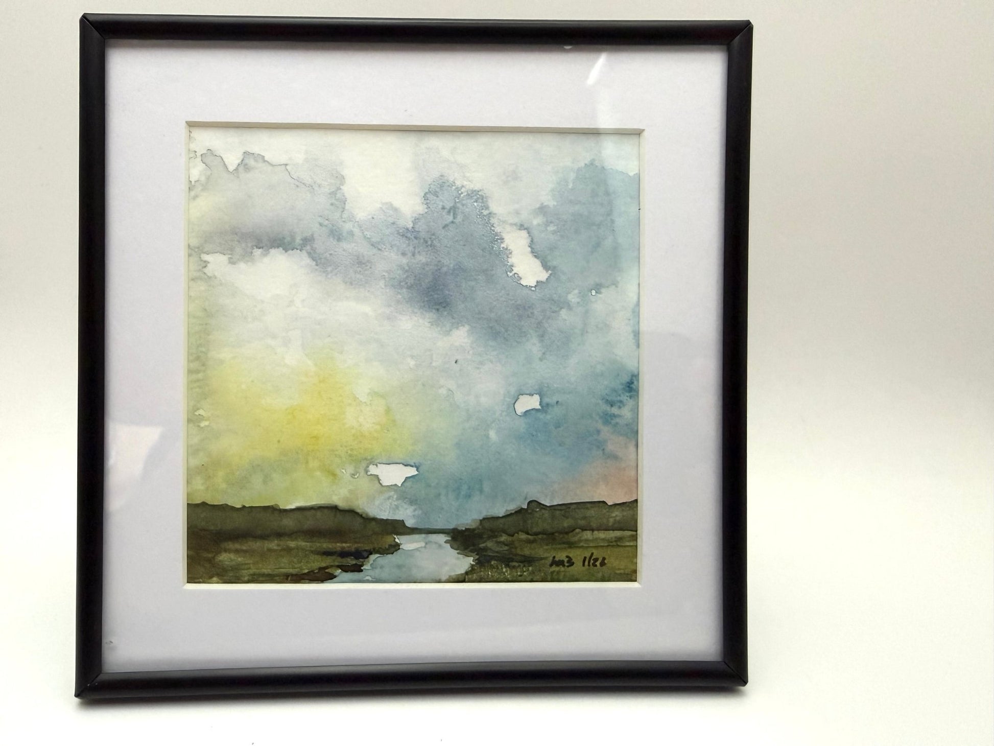Salt marsh study Cape Cod| Miniature Watercolor Painting - Framed 5x5 frame - Evitts Creek Arts