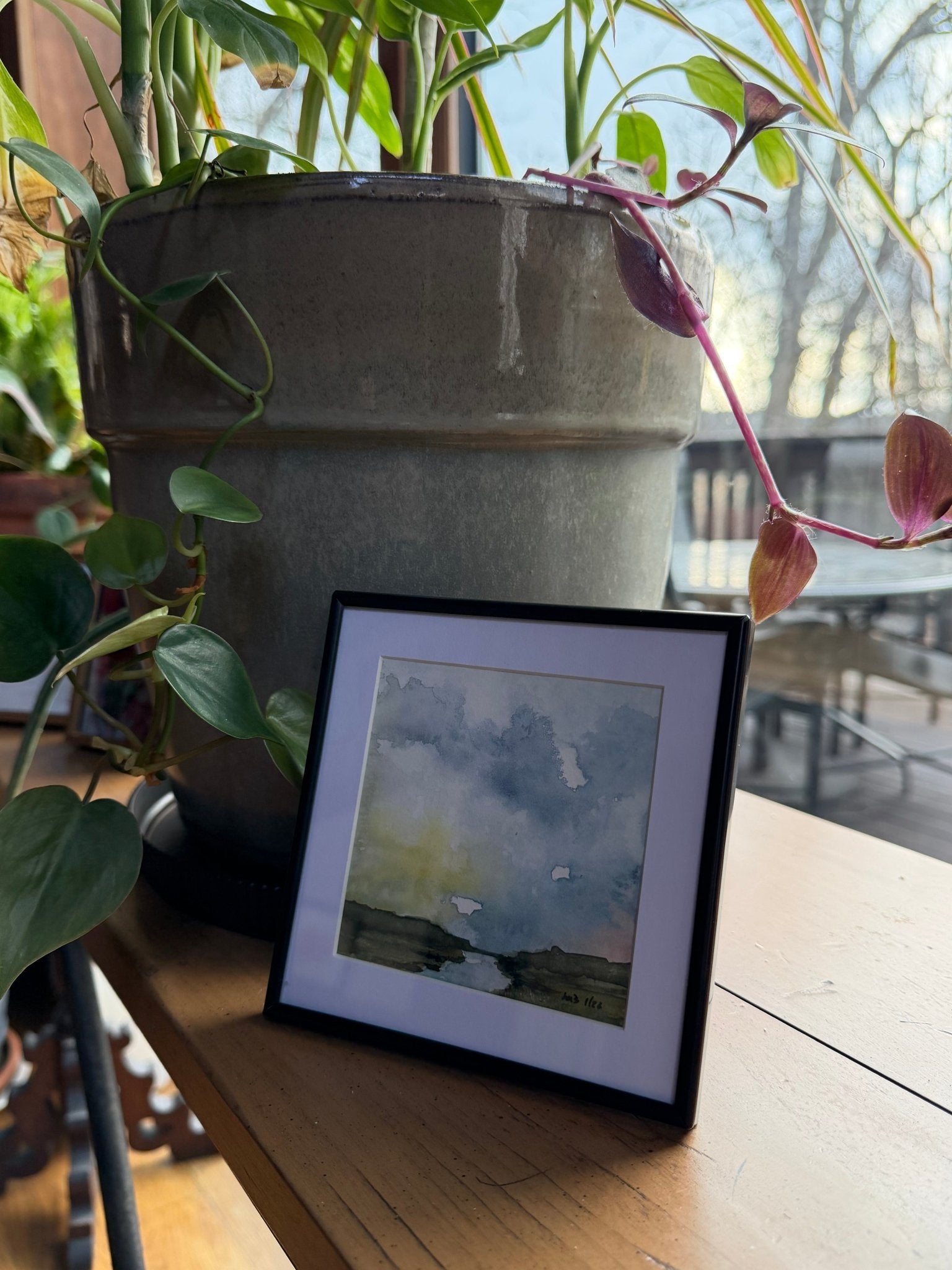 Salt marsh study Cape Cod| Miniature Watercolor Painting - Framed 5x5 frame - Evitts Creek Arts