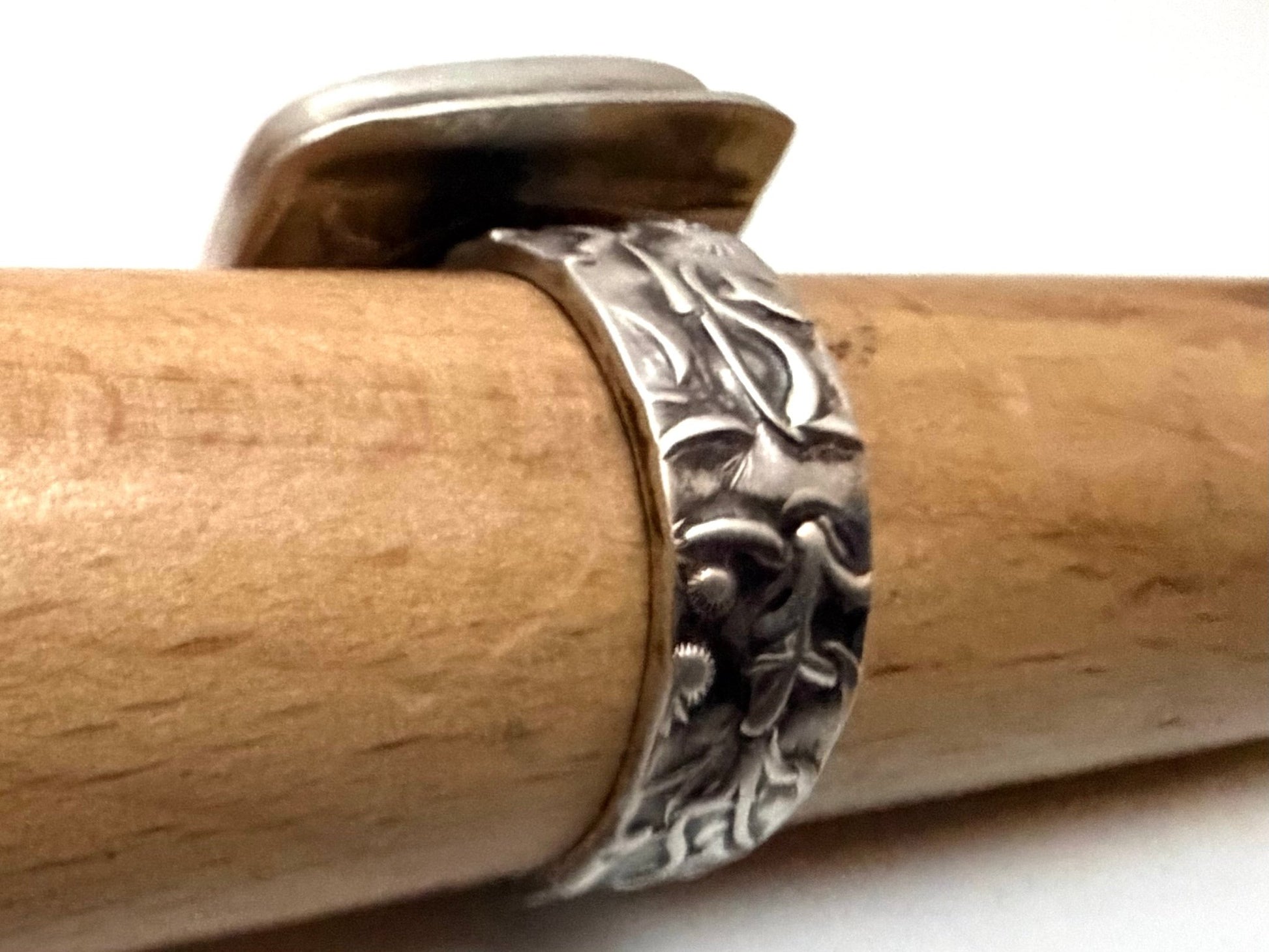 Scenic Jasper Handmade Artisan Ring |Nature Embossed Band | Evitts Creek Arts - Evitts Creek Arts