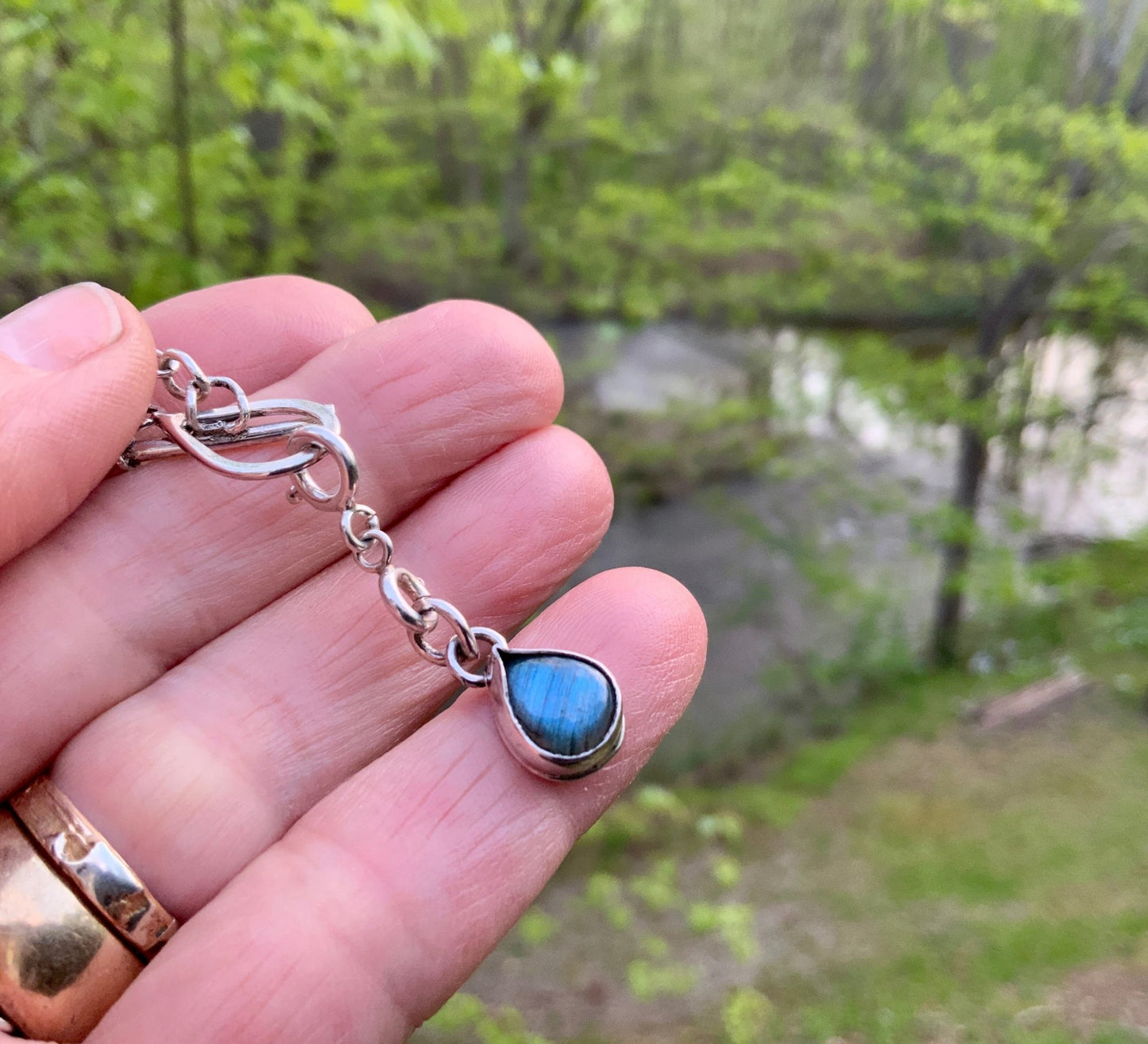 Silver Toggle Choker and Pendant Detachable Labradorite Pendant - Evitts Creek Arts