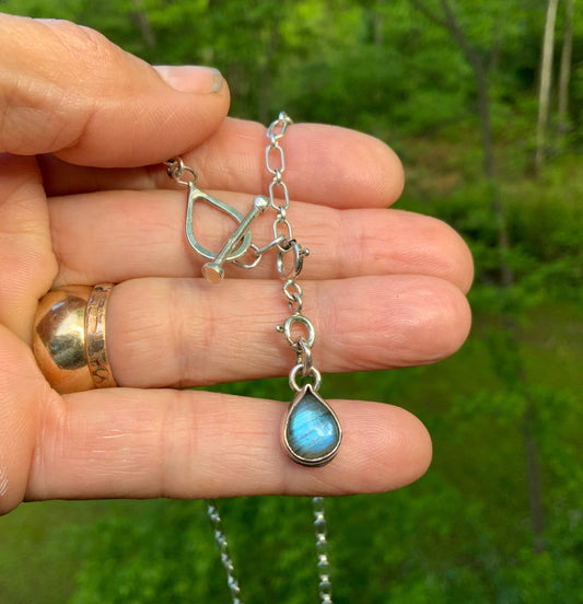 Silver Toggle Choker and Pendant Detachable Labradorite Pendant - Evitts Creek Arts