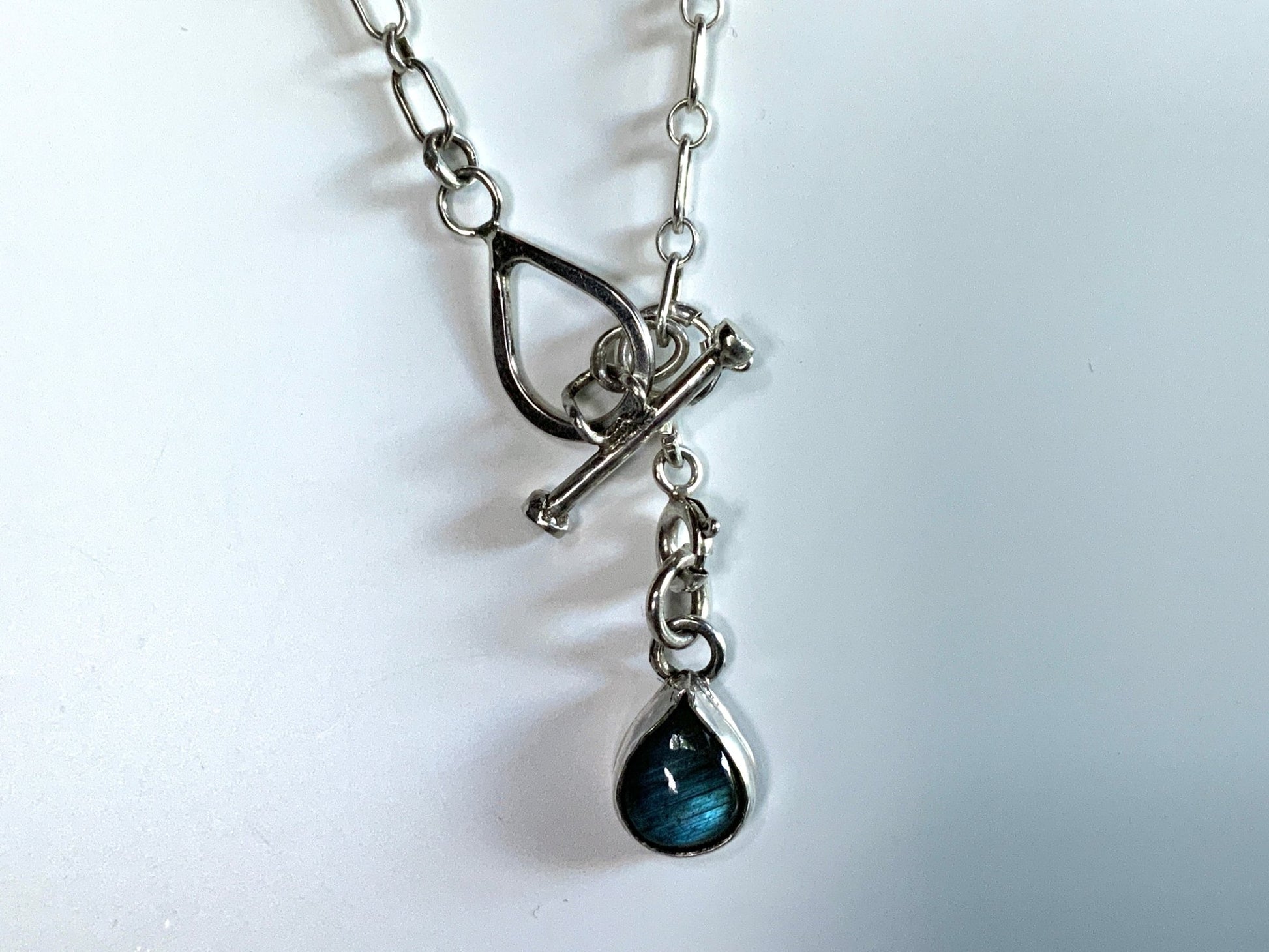 Silver Toggle Choker and Pendant Detachable Labradorite Pendant - Evitts Creek Arts