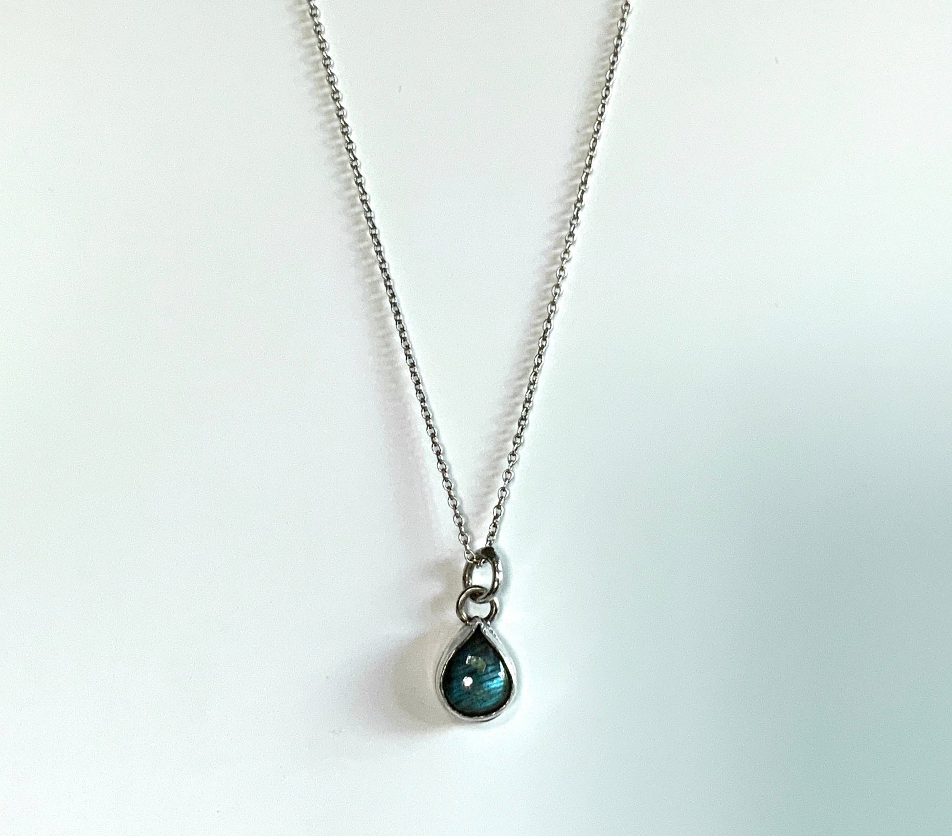 Silver Toggle Choker and Pendant Detachable Labradorite Pendant - Evitts Creek Arts