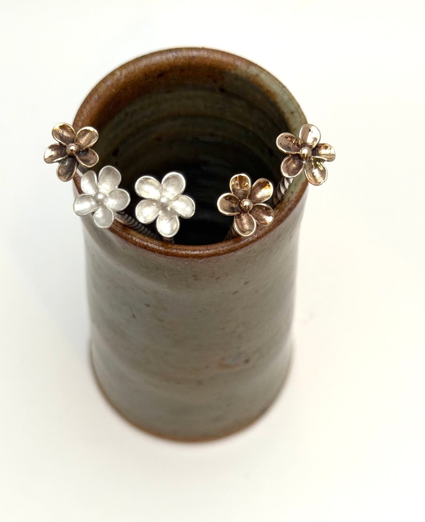 Small Handmade Silver with Bronze or Silver Flower Spoon |Gourmand Gift - Evitts Creek Arts