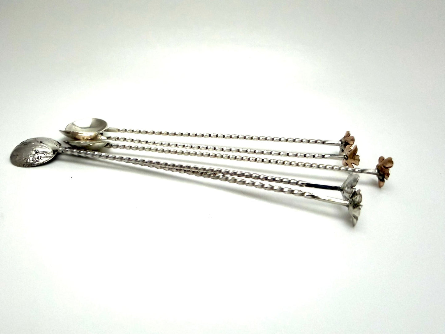 Small Handmade Silver with Bronze or Silver Flower Spoon |Gourmand Gift - Evitts Creek Arts