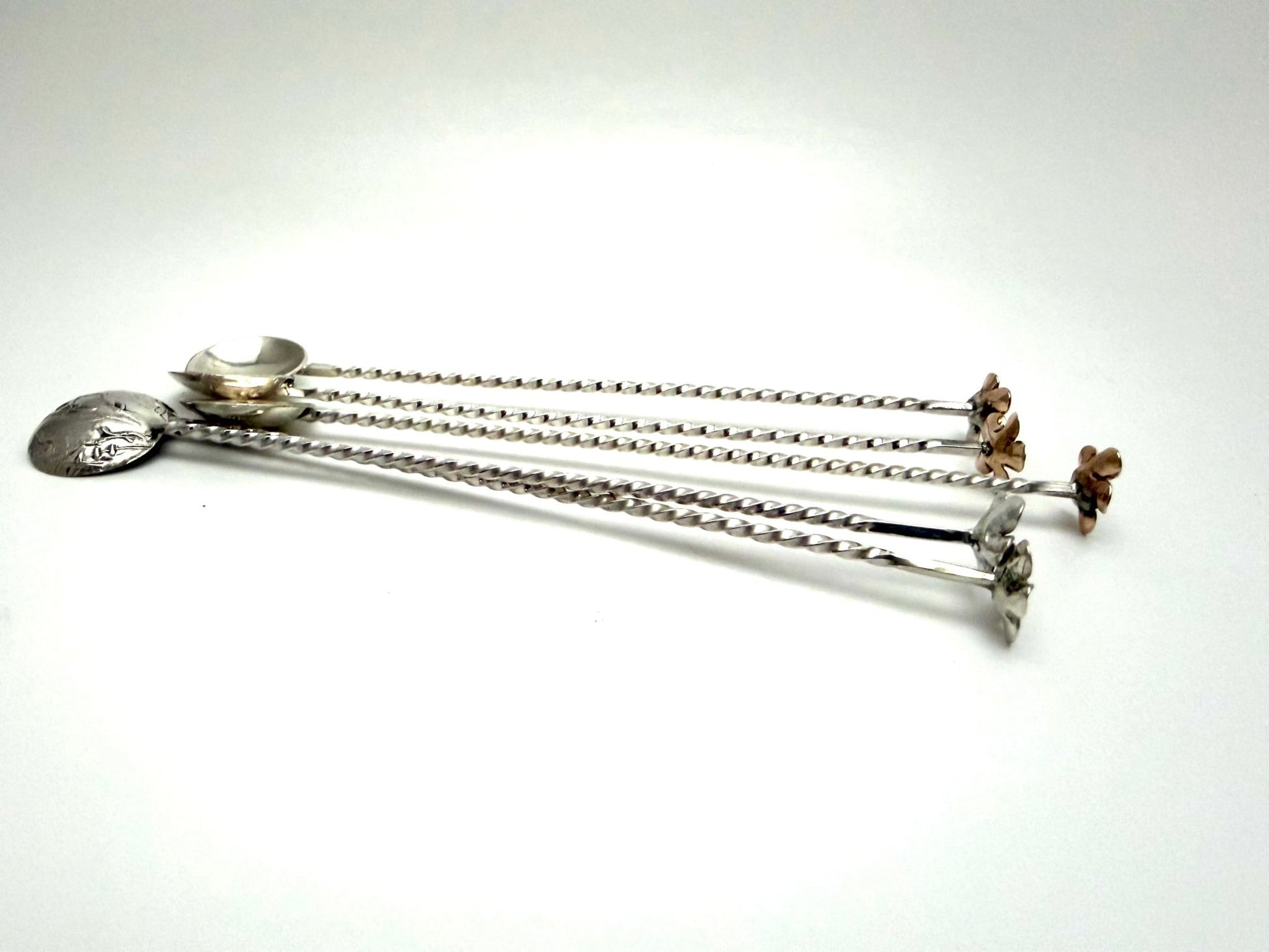 Small Handmade Silver with Bronze or Silver Flower Spoon |Gourmand Gift - Evitts Creek Arts