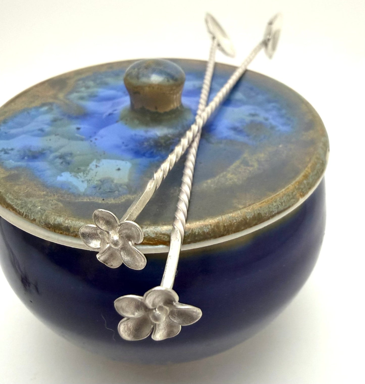 Small Handmade Silver with Bronze or Silver Flower Spoon |Gourmand Gift - Evitts Creek Arts