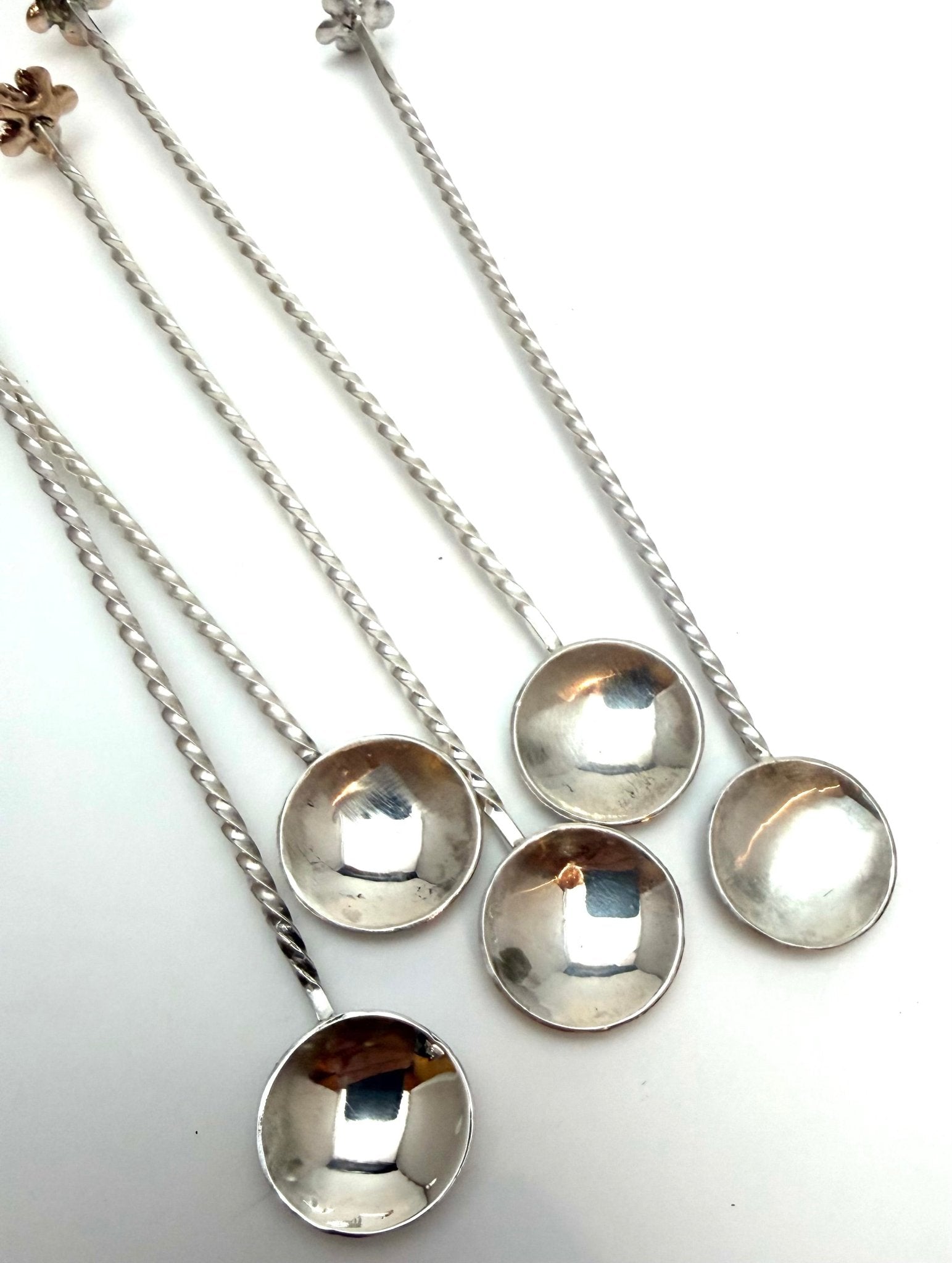 Small Handmade Silver with Bronze or Silver Flower Spoon |Gourmand Gift - Evitts Creek Arts