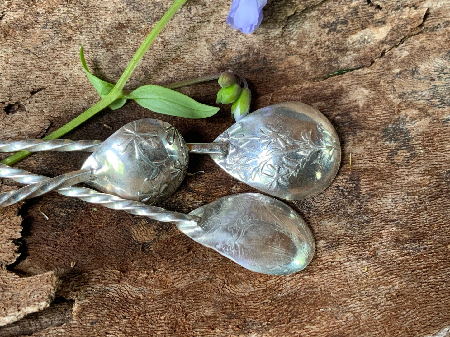 Three Handmade Silver Spoons for Salt, Spice, Matcha Tea, Spices or Cocktails - Evitts Creek Arts