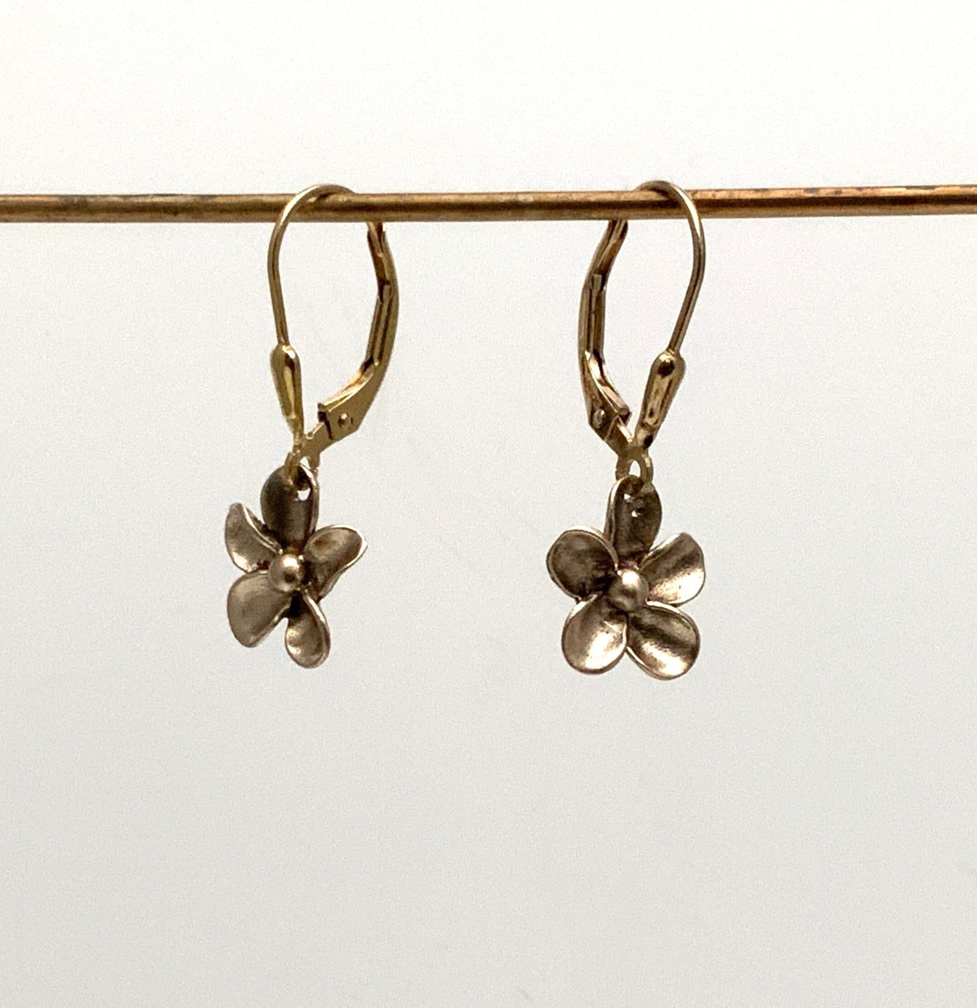 Tiny Flower Earrings | Handmade Sterling Silver or Bronze by Evitts Creek Arts - Evitts Creek Arts