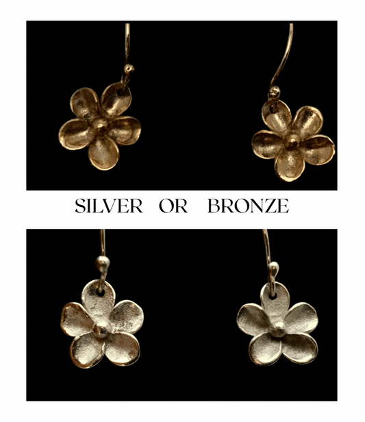 Tiny Flower Earrings | Handmade Sterling Silver or Bronze by Evitts Creek Arts - Evitts Creek Arts