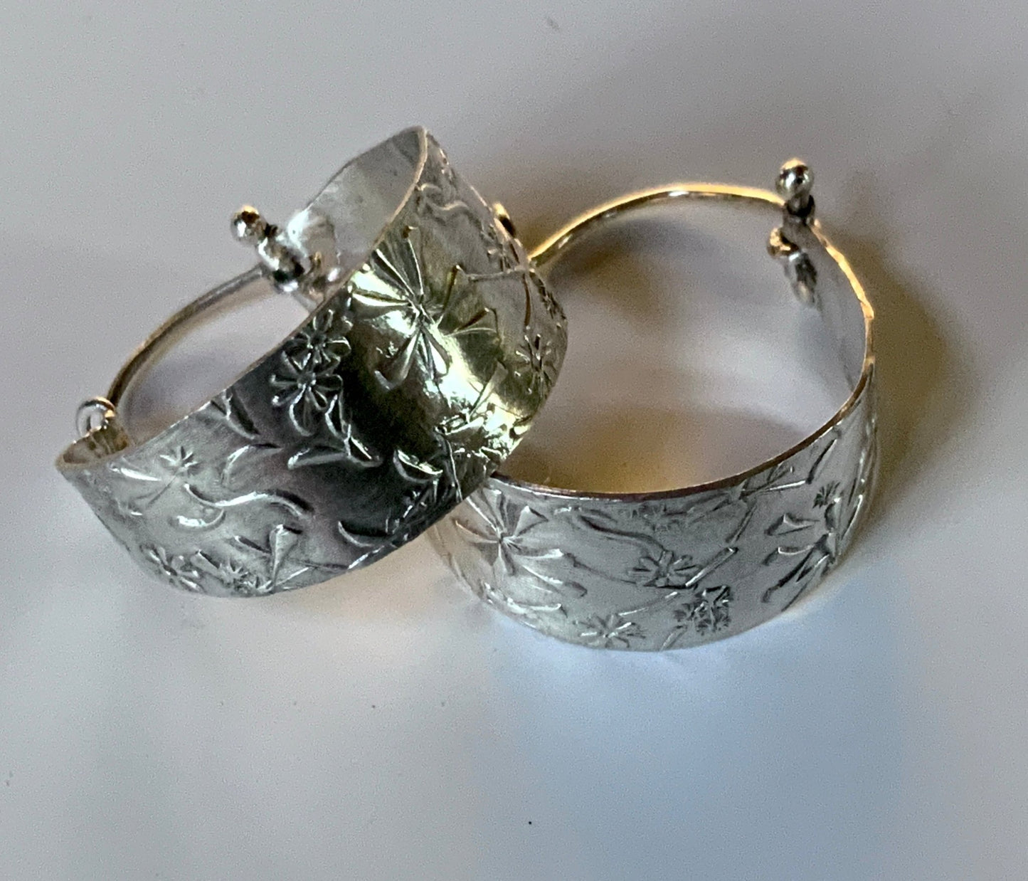 Wildflower Sterling Wide Hoop Earrings - Evitts Creek Arts