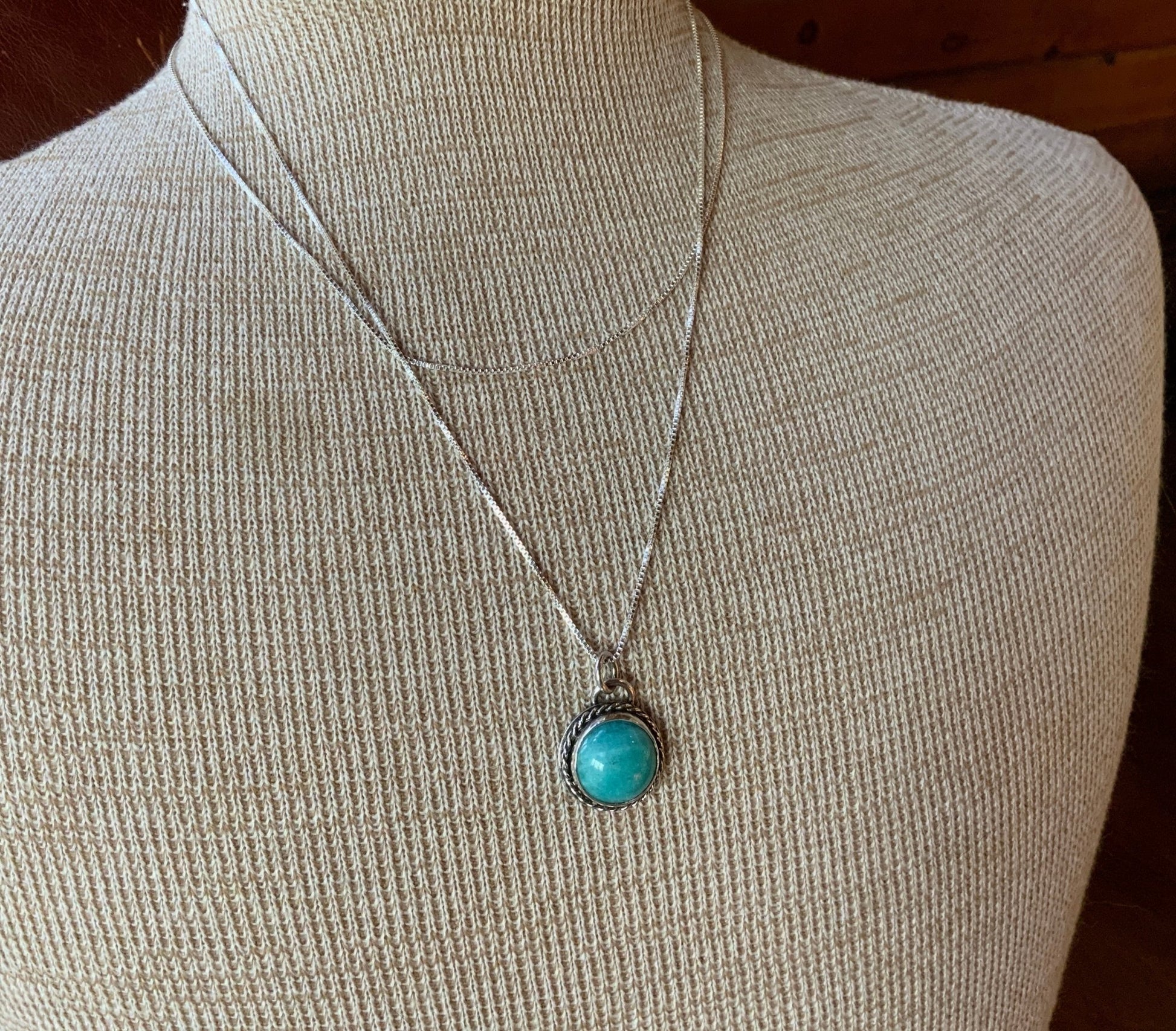 Amazonite Pendant Sterling Silver - Evitts Creek Arts