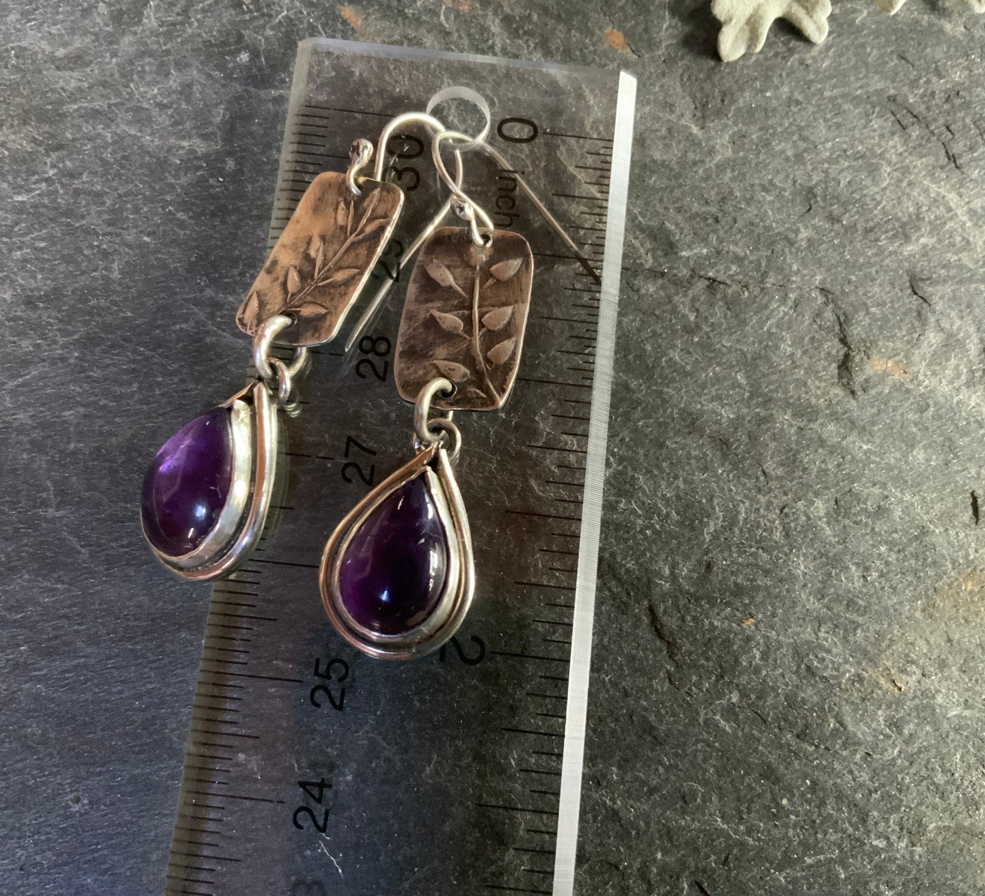 Amethyst and Silver Teardrop Earrings - Evitts Creek Arts