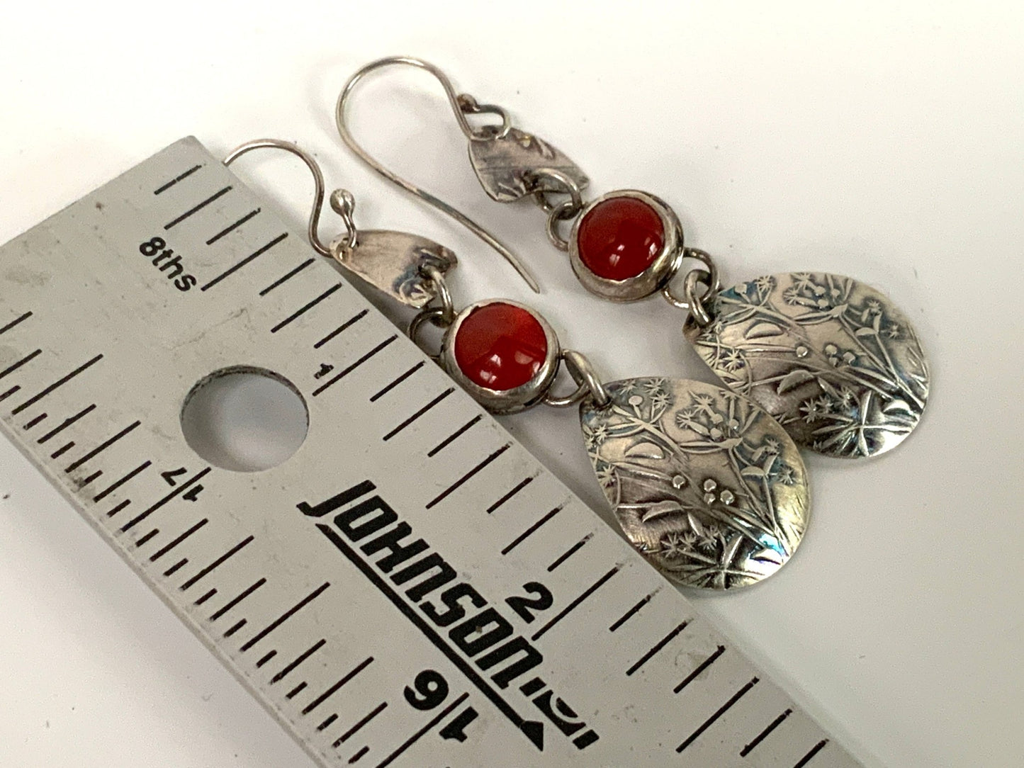 Carnelian and Wildflower Drop Earrings - Evitts Creek Arts