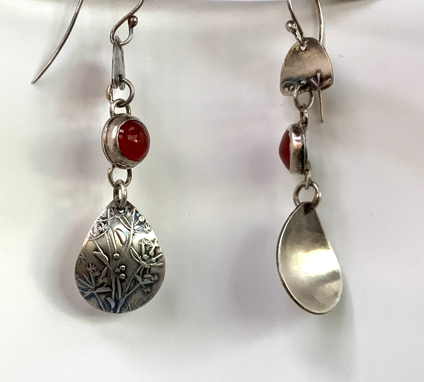 Carnelian and Wildflower Drop Earrings - Evitts Creek Arts