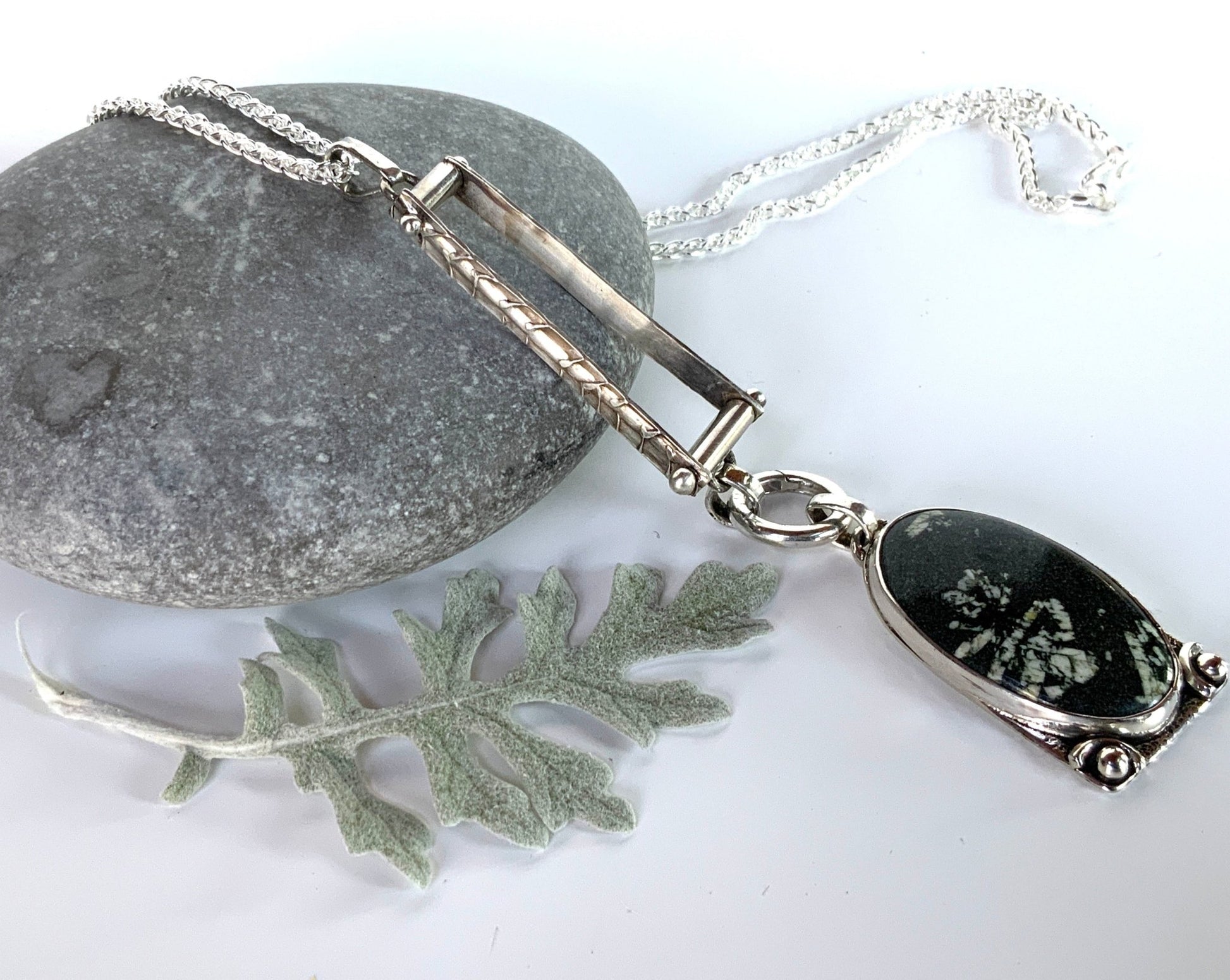 Chinese Writing Stone Statement Pendant - Evitts Creek Arts