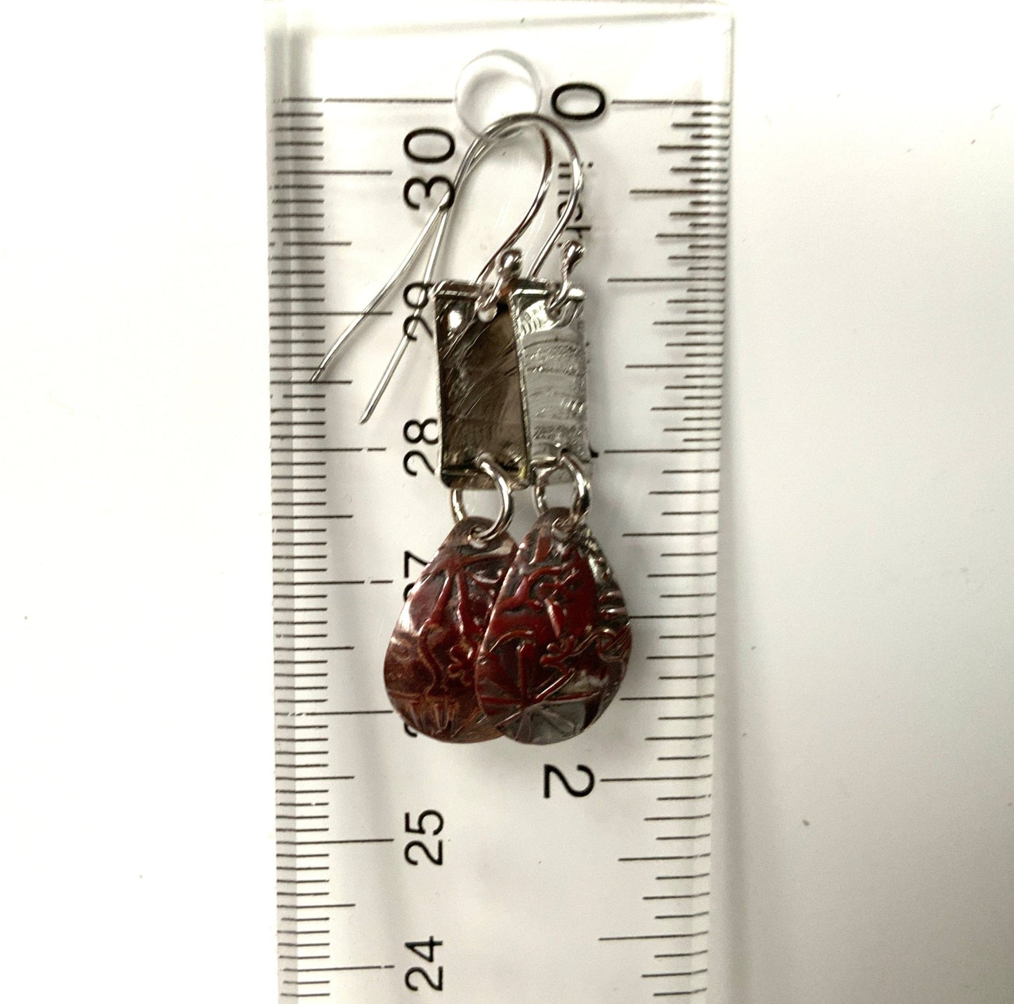 Copper and Silver Mixed Metal Dangly Earrings Smaller Size - Evitts Creek Arts