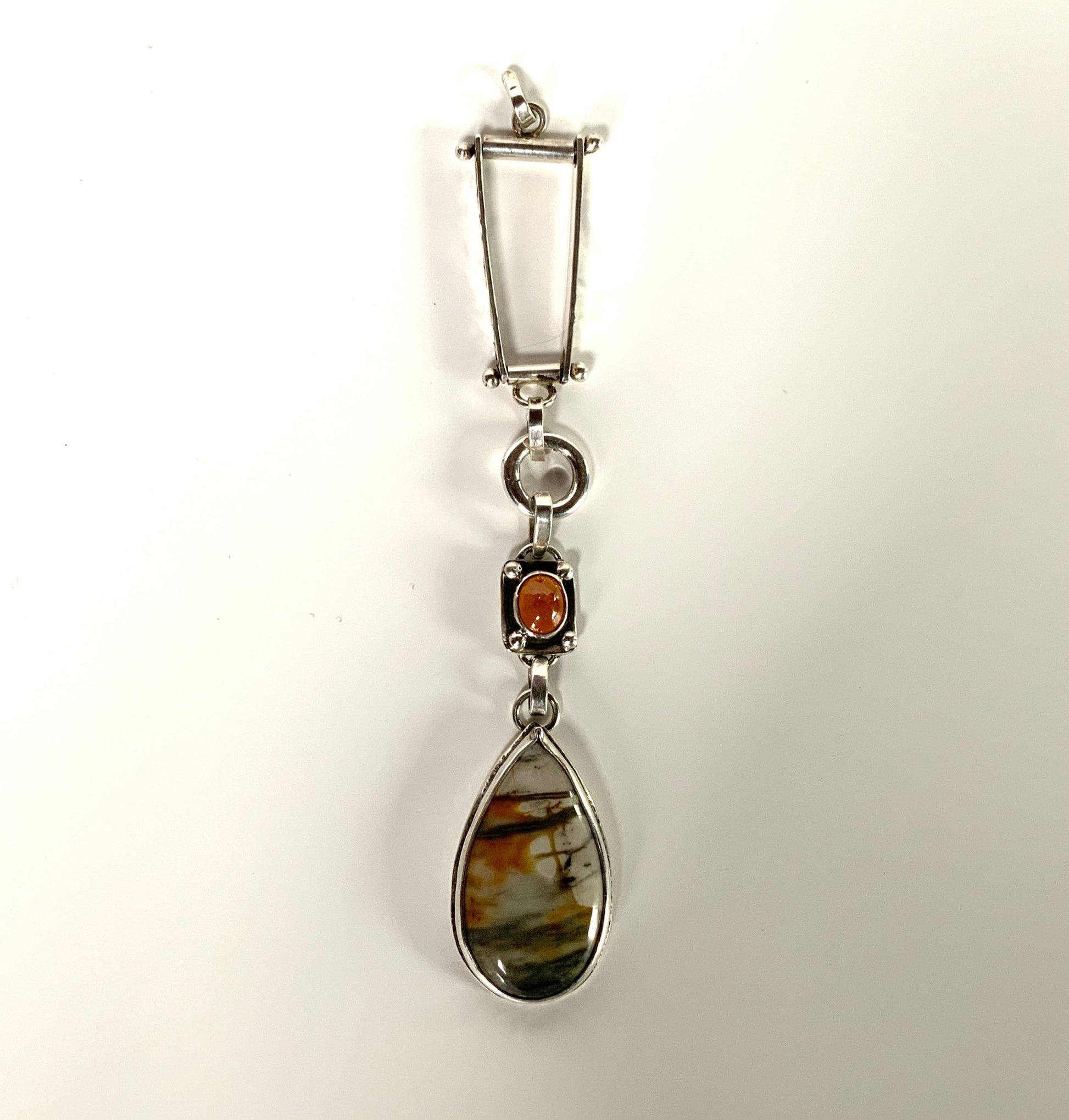 Fanta or Spessartine Garnet and Agate Pendant - Evitts Creek Arts