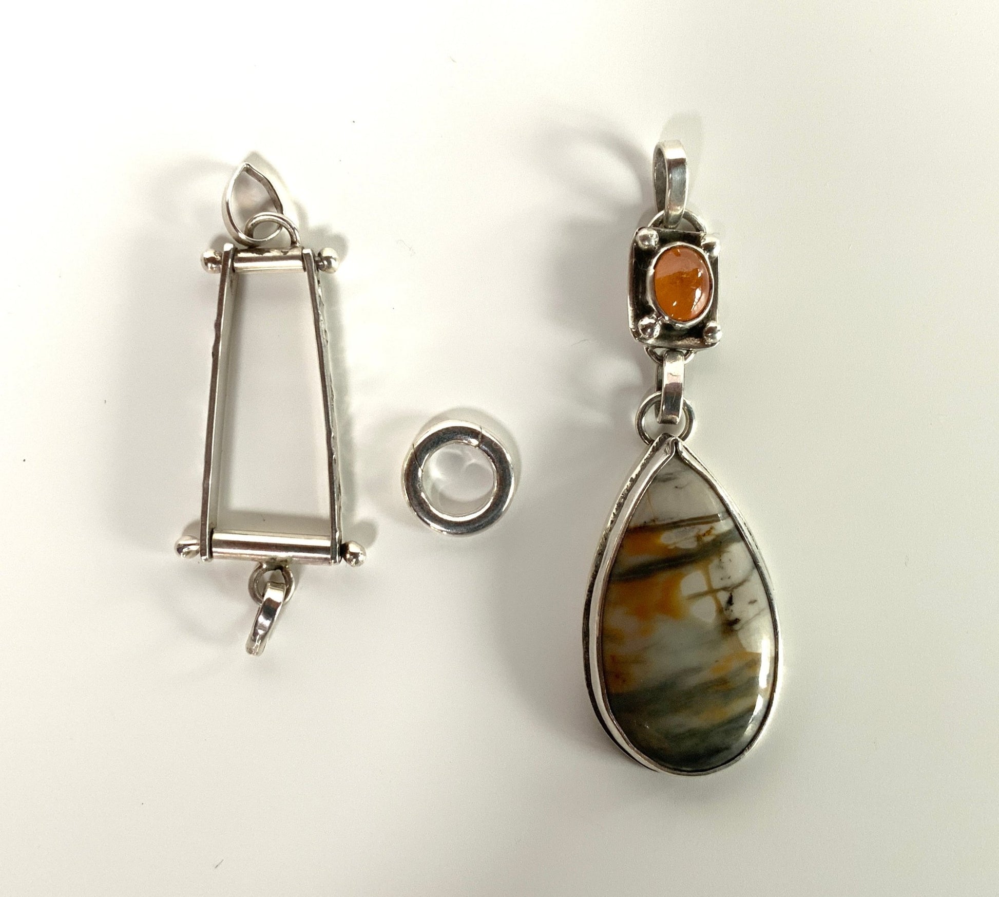 Fanta or Spessartine Garnet and Agate Pendant - Evitts Creek Arts