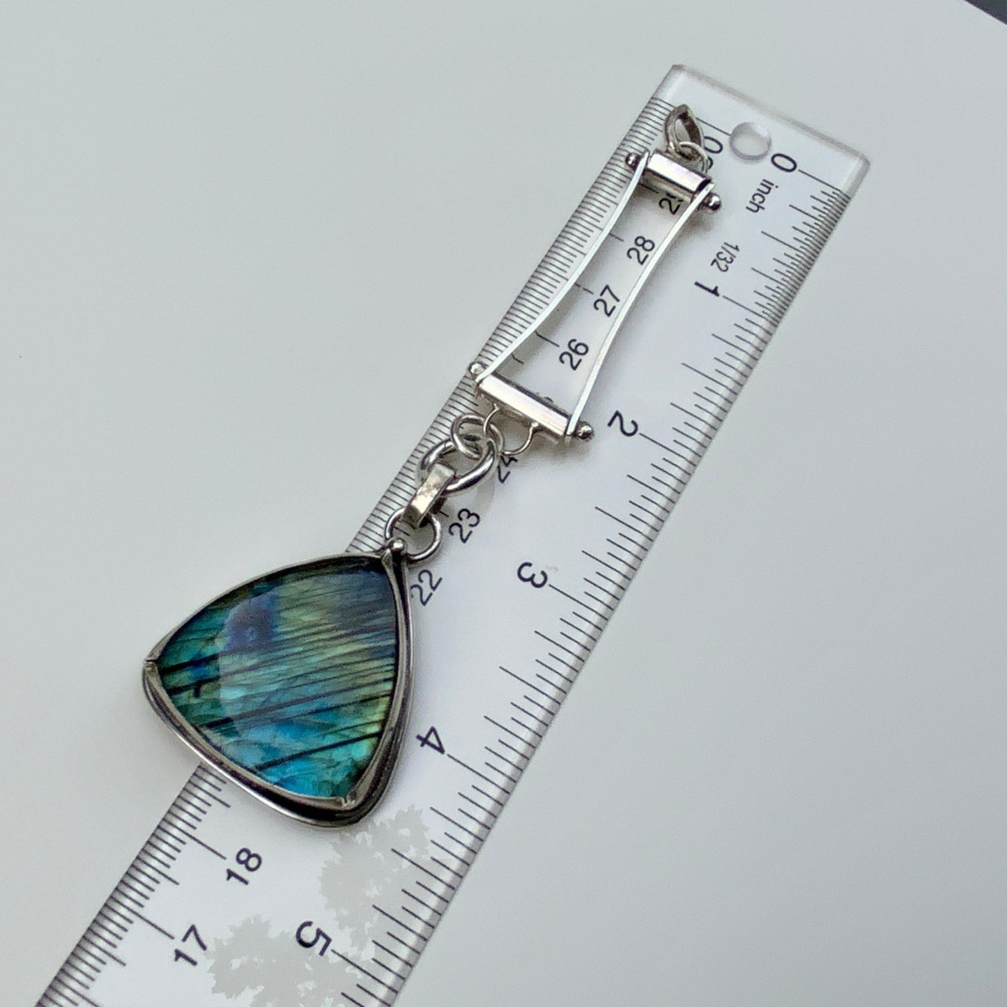 Labradorite Pendant and Enhancer on 18” Thick Sterling Silver Chain. - Evitts Creek Arts