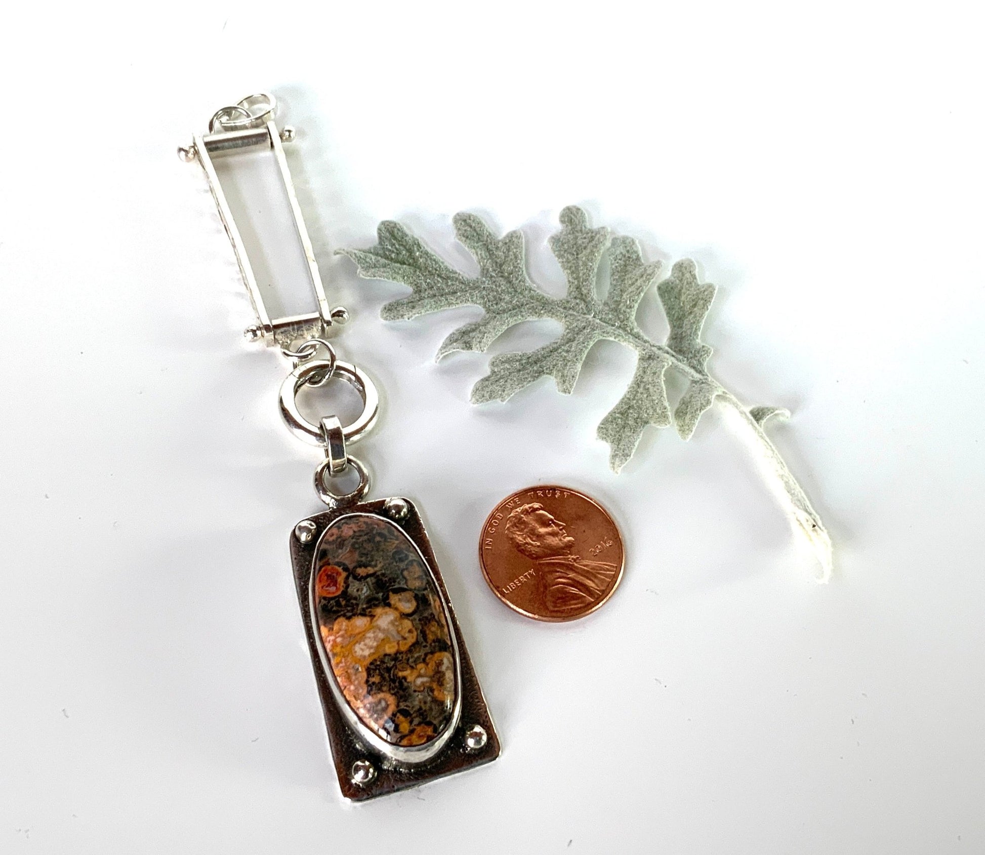 Leopard Skin Jasper Statement Pendant and Chain - Evitts Creek Arts