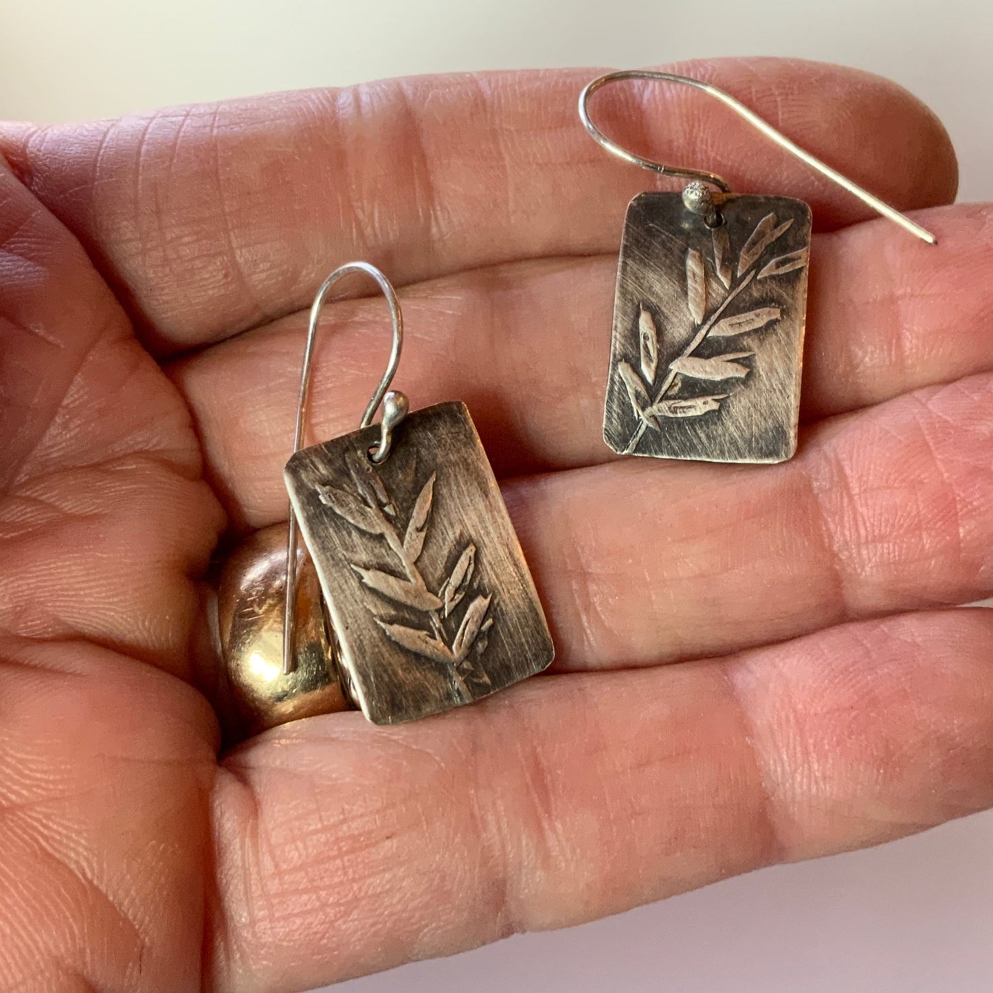 Nature Print Silver Leaves Earings - Evitts Creek Arts