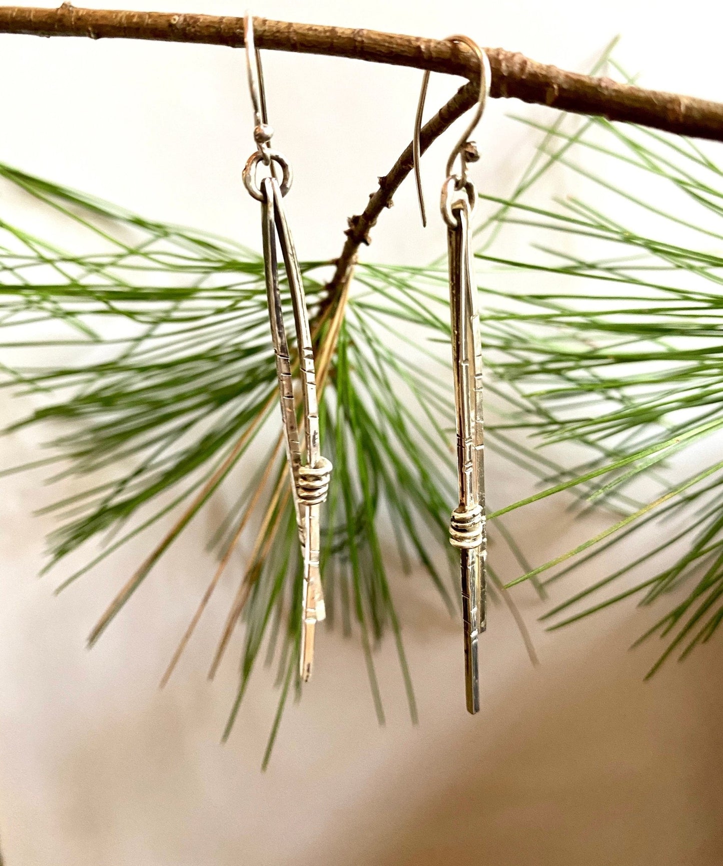 Norwegian Woods Pine Needle Earrings Longer - Evitts Creek Arts