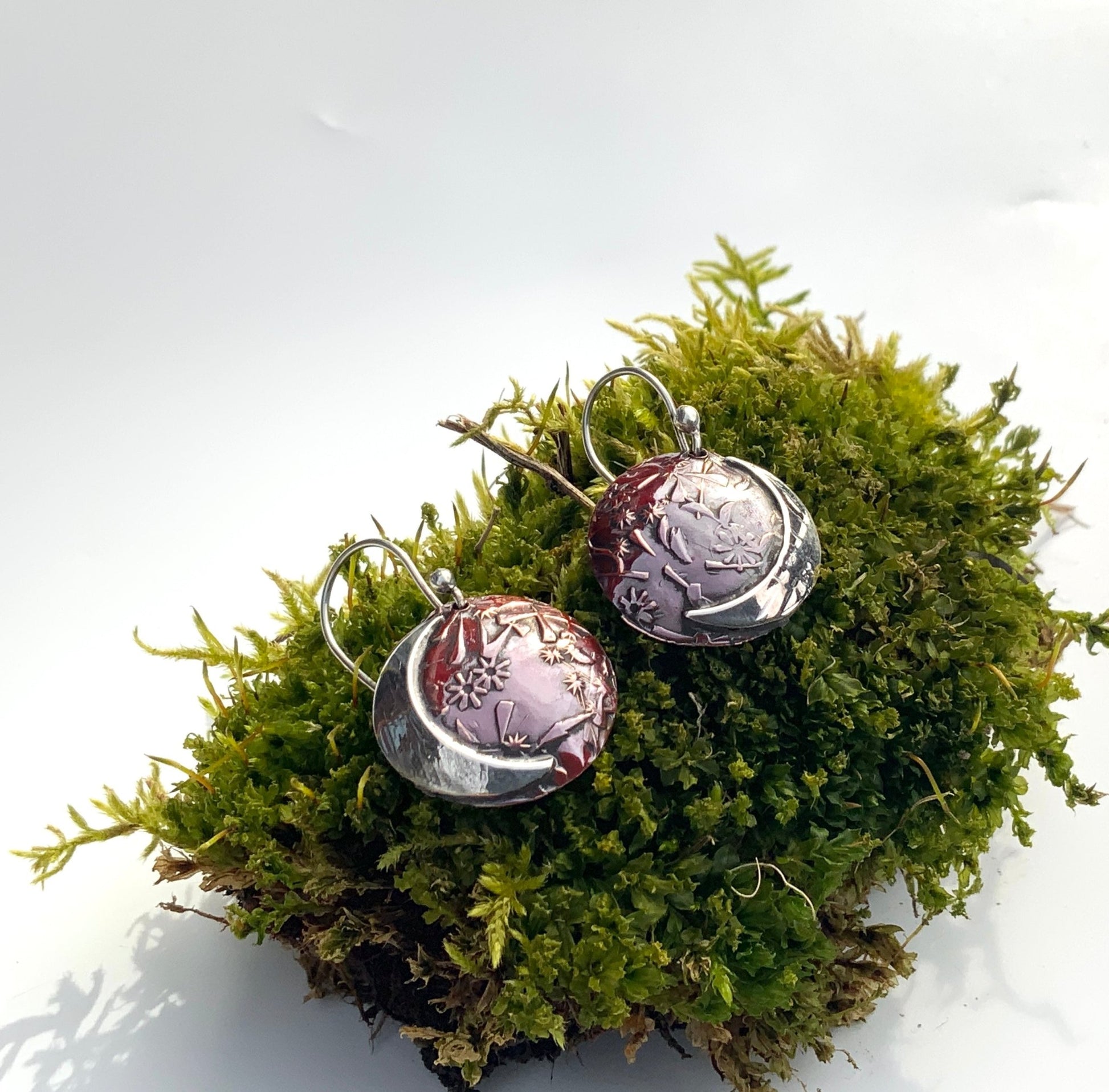 Reddened Copper Wildflower Earrings - Evitts Creek Arts