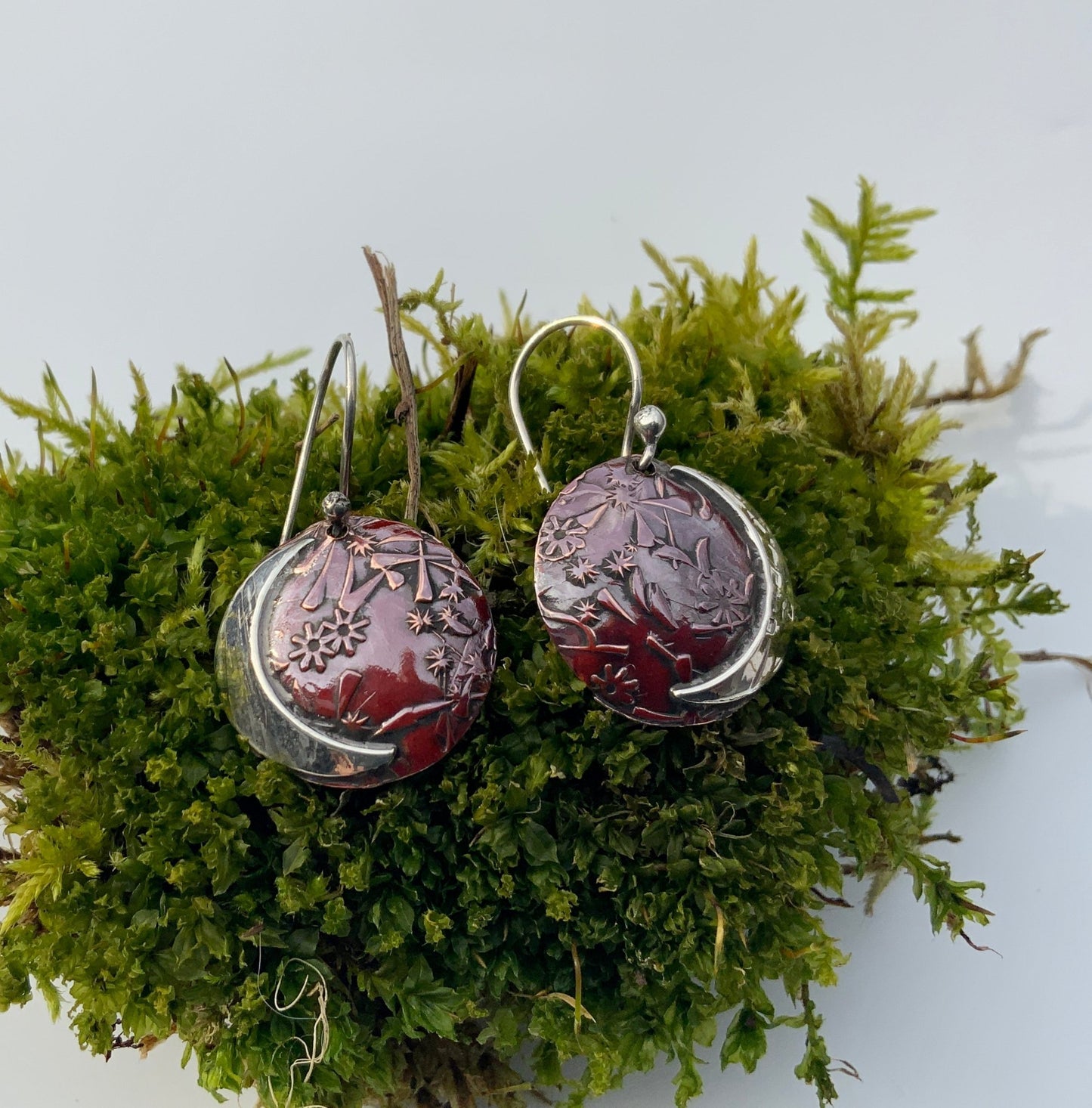 Reddened Copper Wildflower Earrings - Evitts Creek Arts