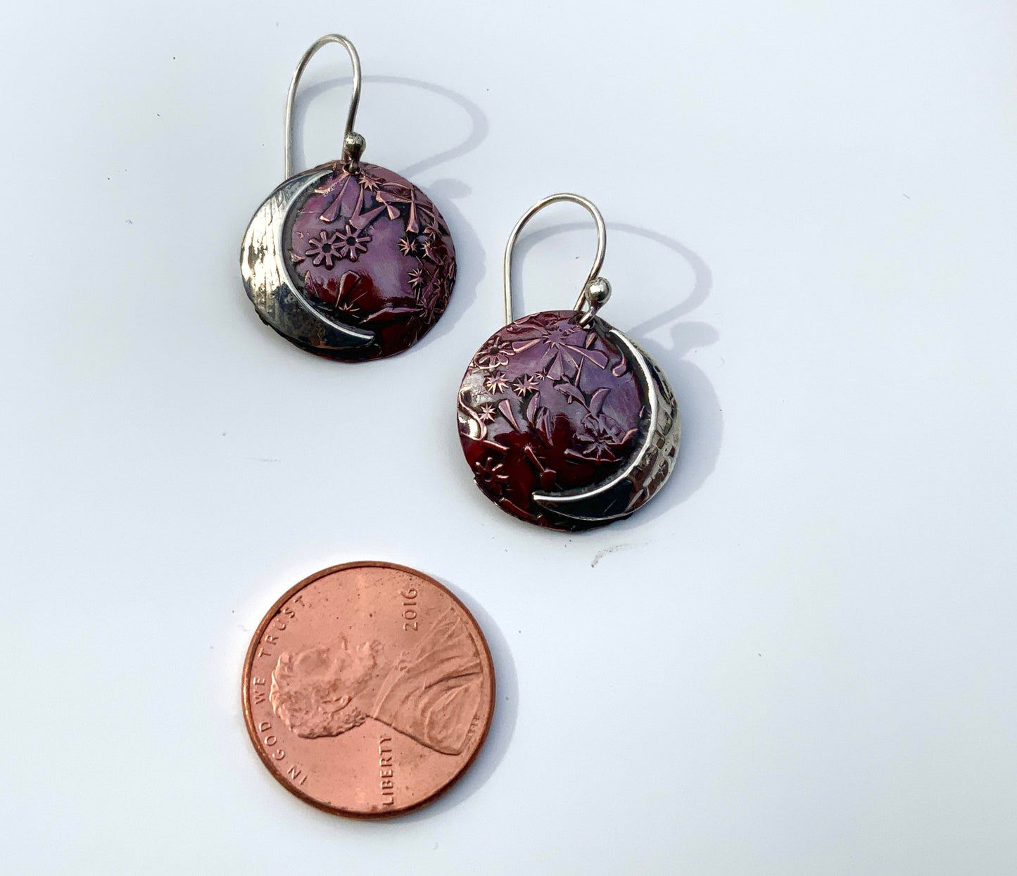 Reddened Copper Wildflower Earrings - Evitts Creek Arts