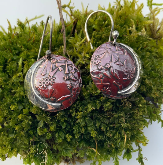 Reddened Copper Wildflower Earrings - Evitts Creek Arts