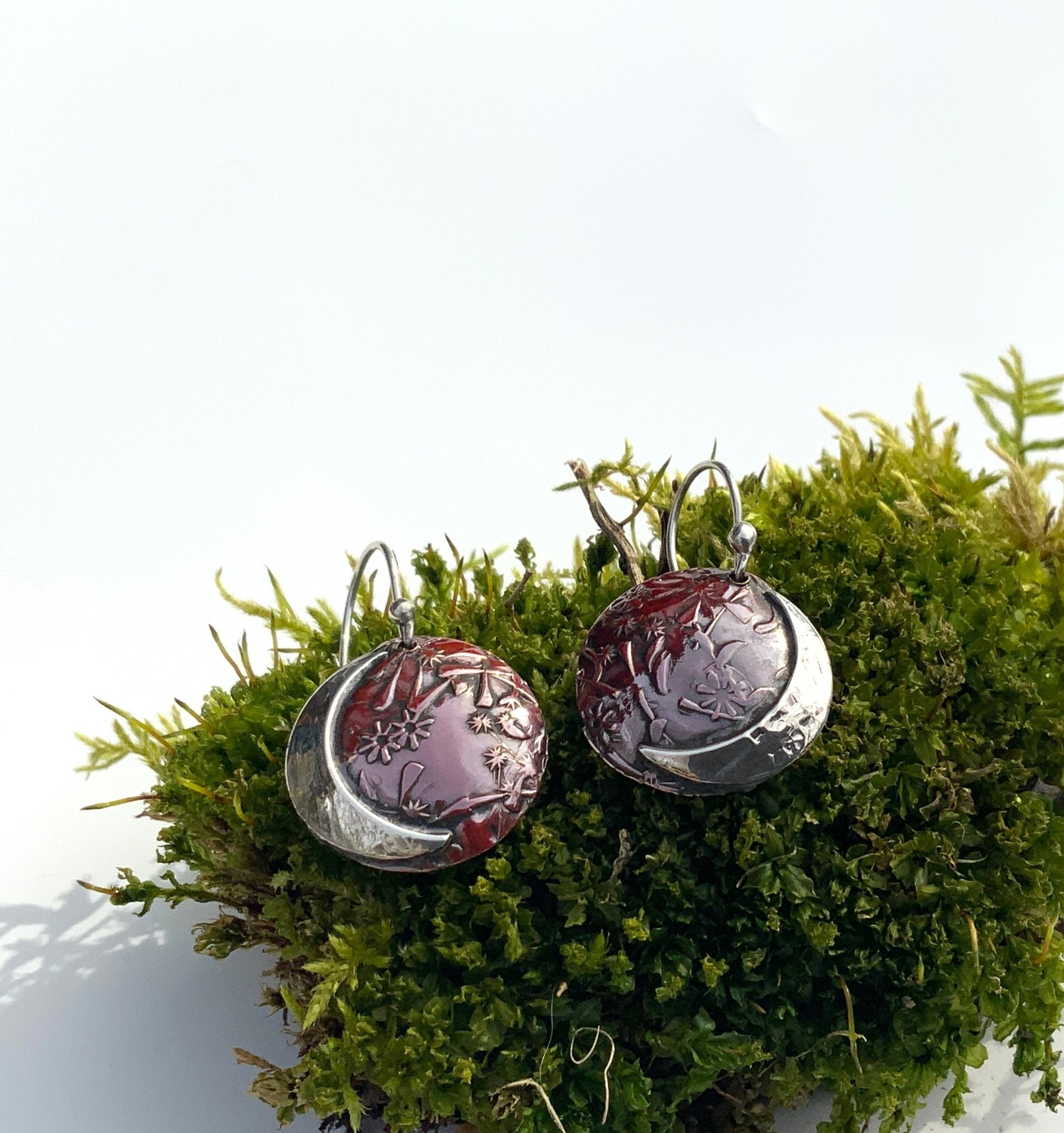 Reddened Copper Wildflower Earrings - Evitts Creek Arts