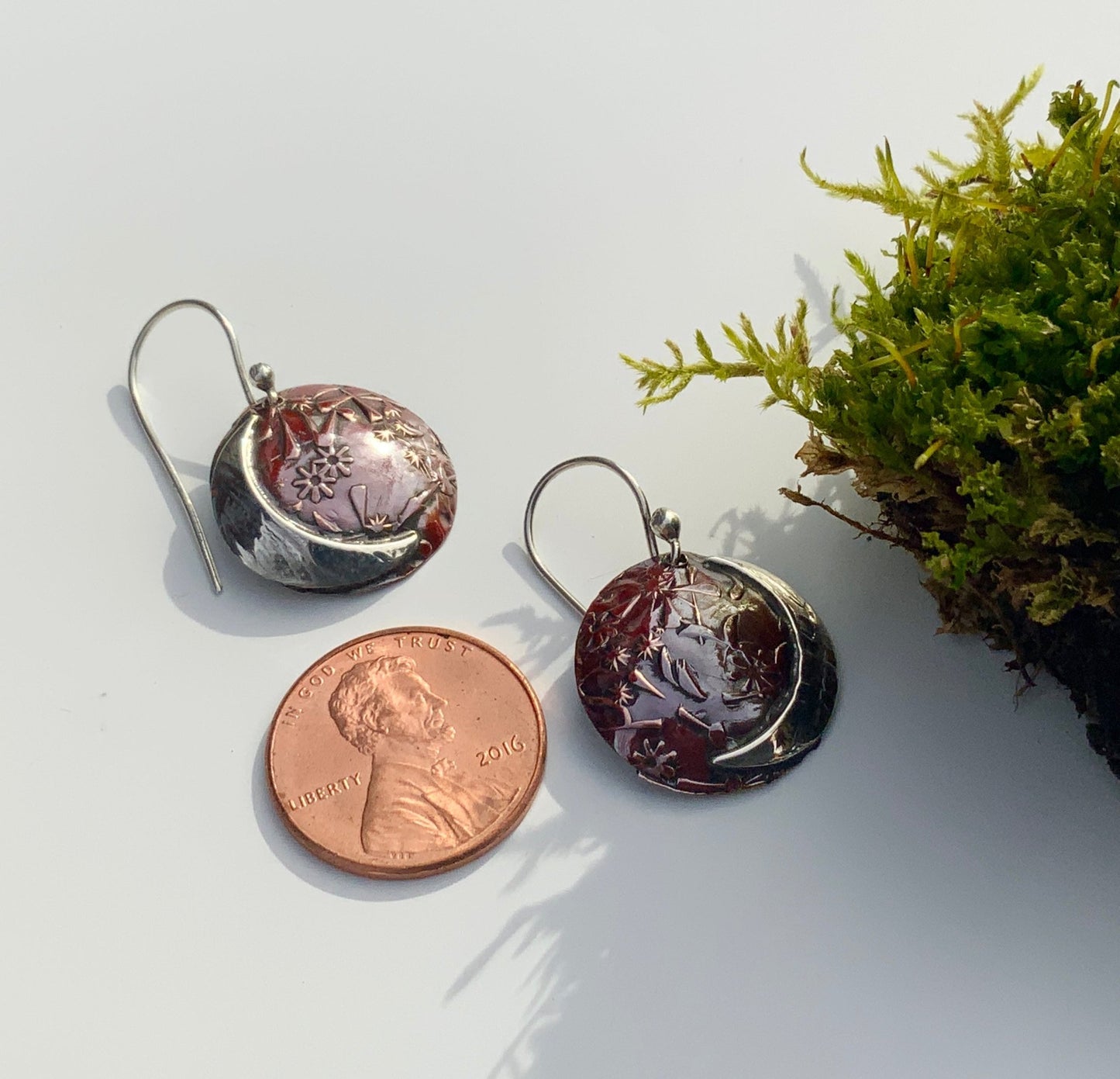 Reddened Copper Wildflower Earrings - Evitts Creek Arts