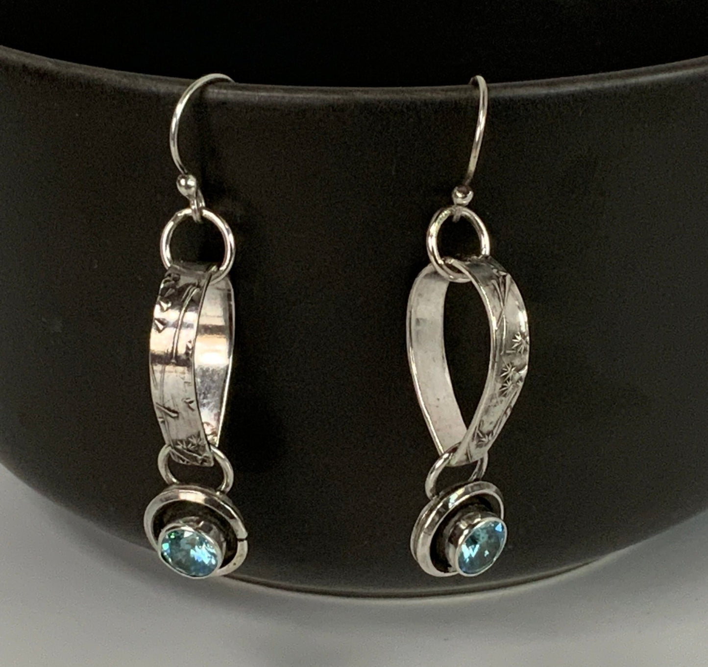 Reversible Woodlands Blue CZ Earrings - Evitts Creek Arts