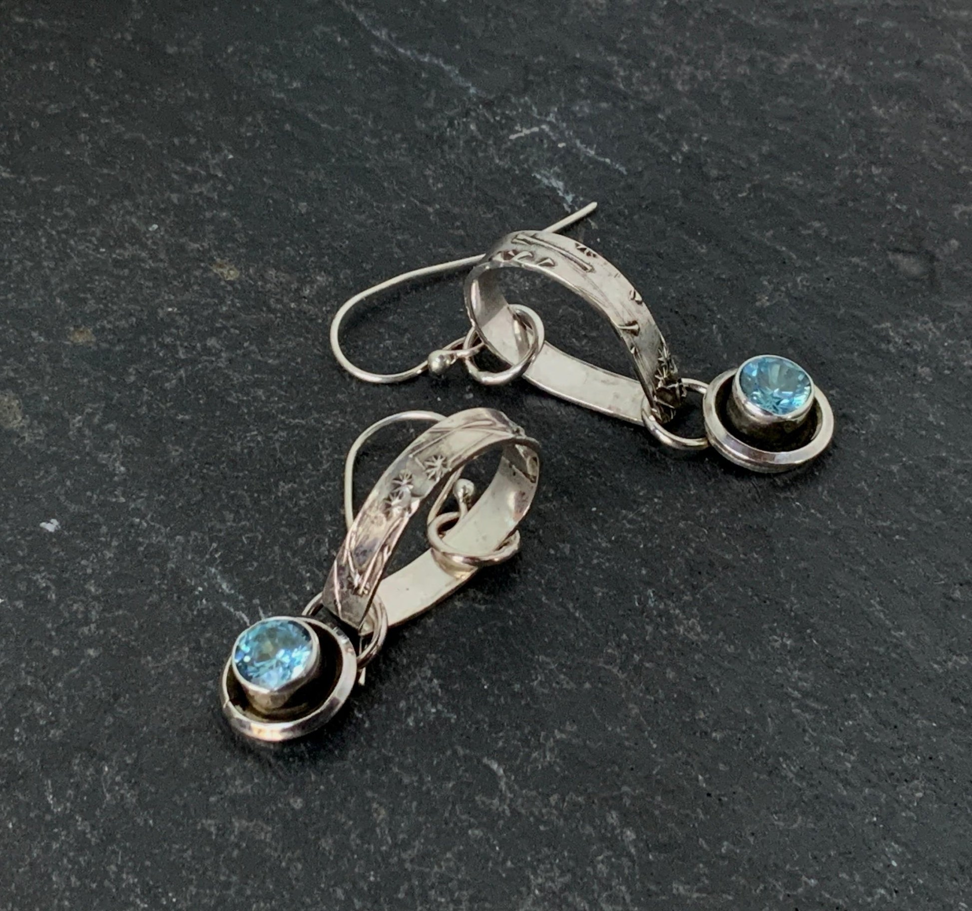 Reversible Woodlands Blue CZ Earrings - Evitts Creek Arts