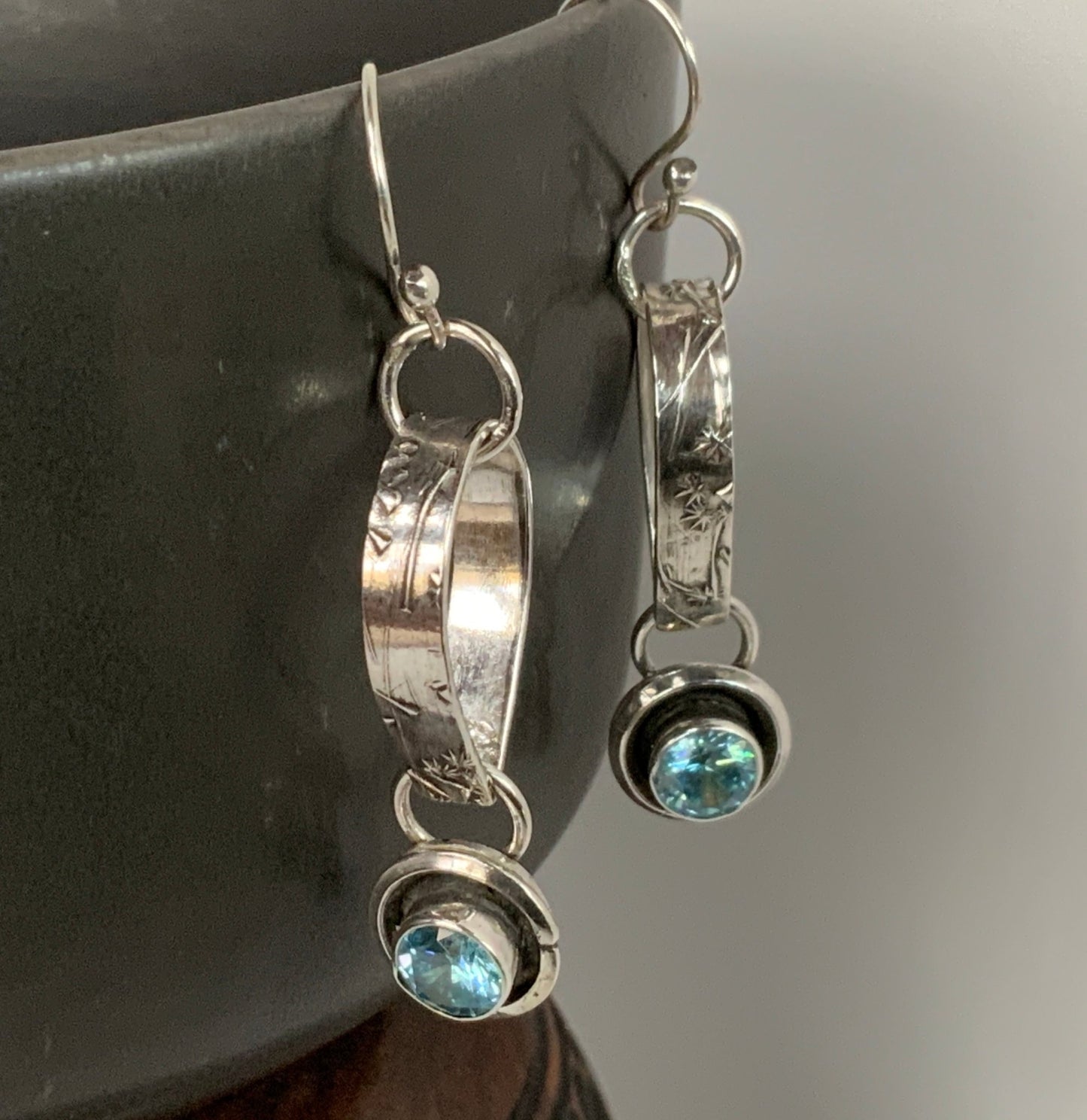 Reversible Woodlands Blue CZ Earrings - Evitts Creek Arts