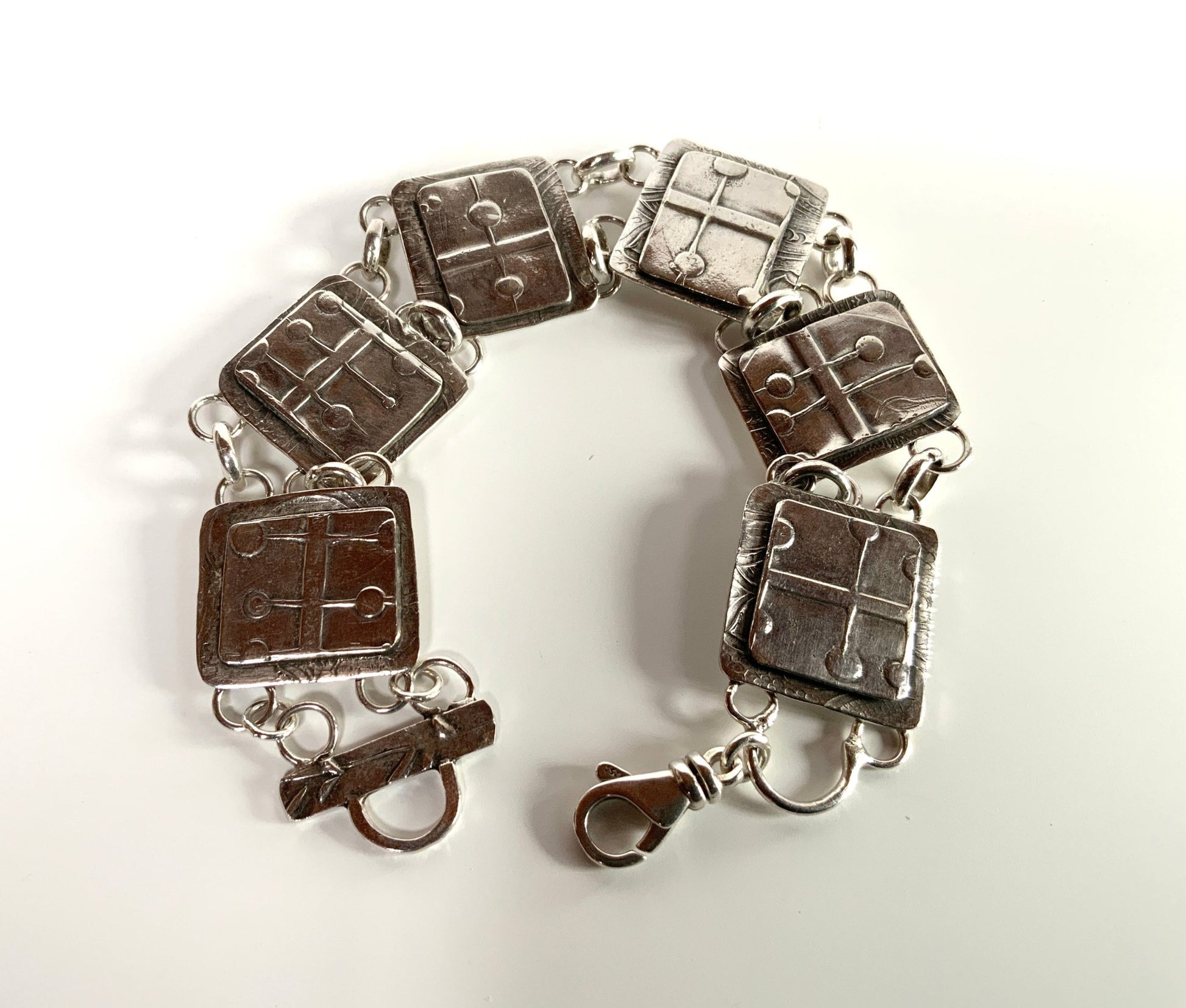 Silver Link Bracelet Modern Abstract - Evitts Creek Arts