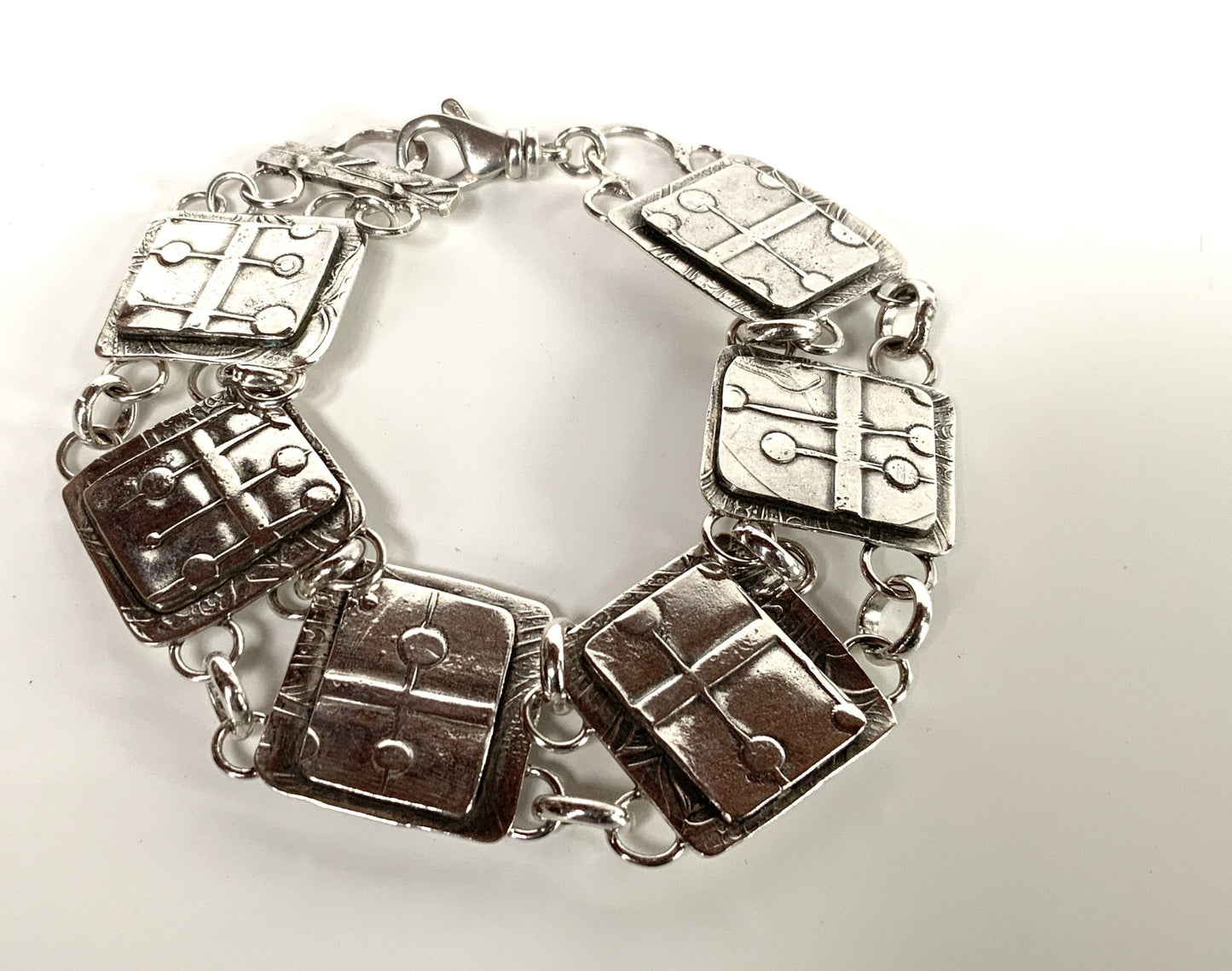 Silver Link Bracelet Modern Abstract - Evitts Creek Arts