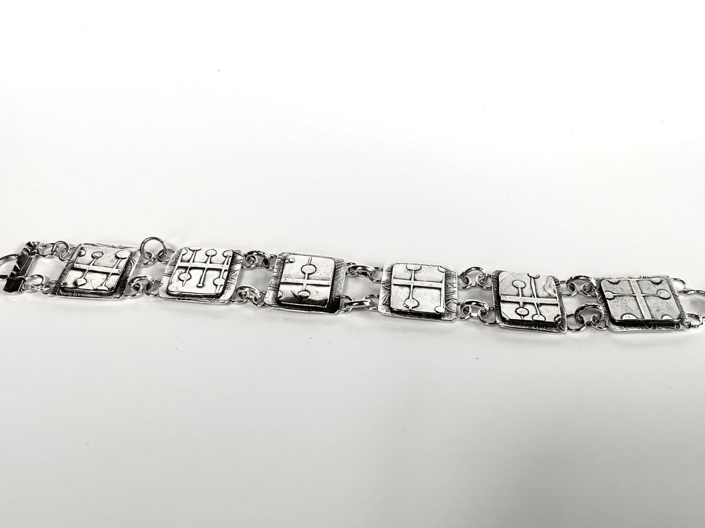 Silver Link Bracelet Modern Abstract - Evitts Creek Arts