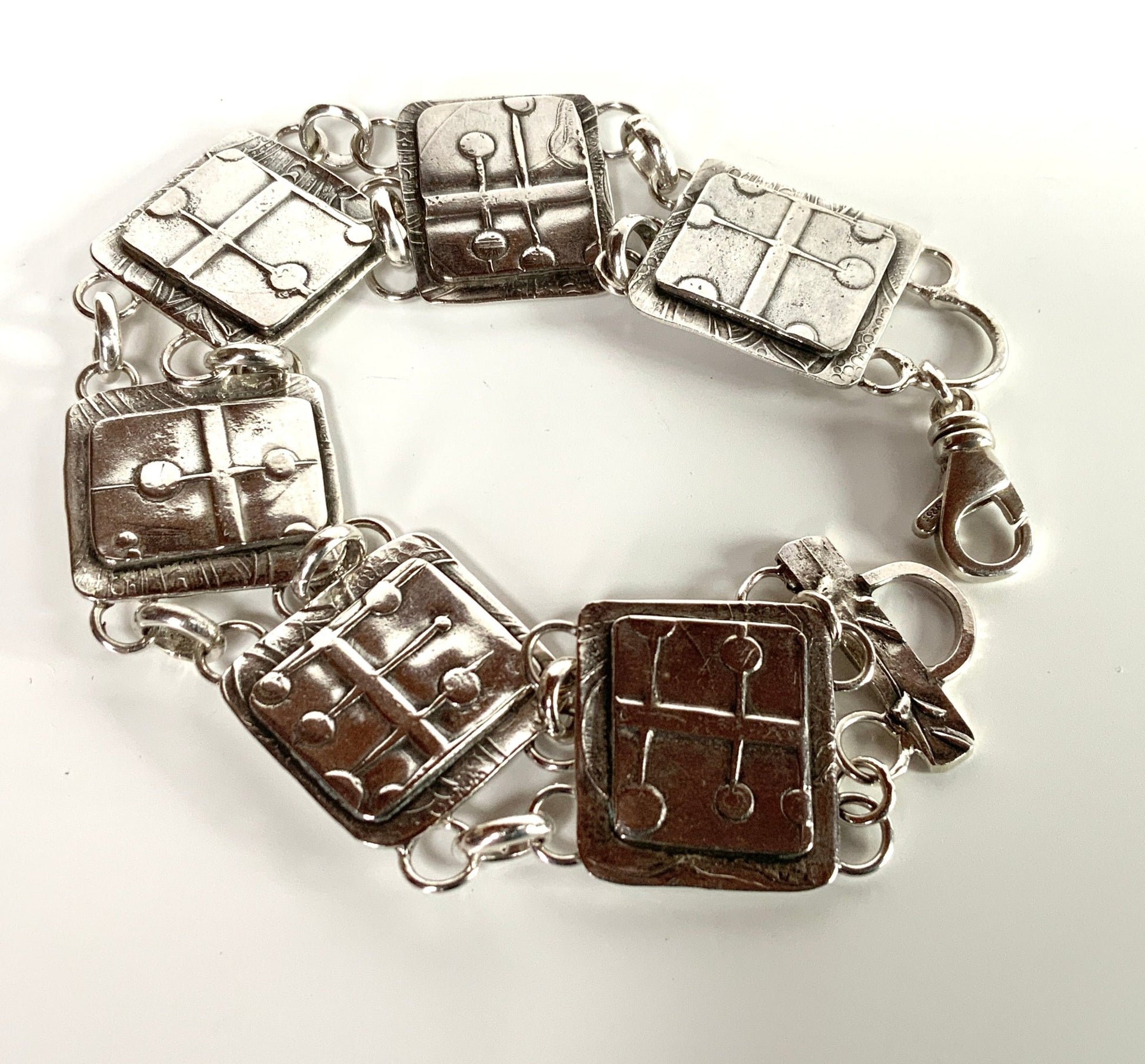 Silver Link Bracelet Modern Abstract - Evitts Creek Arts