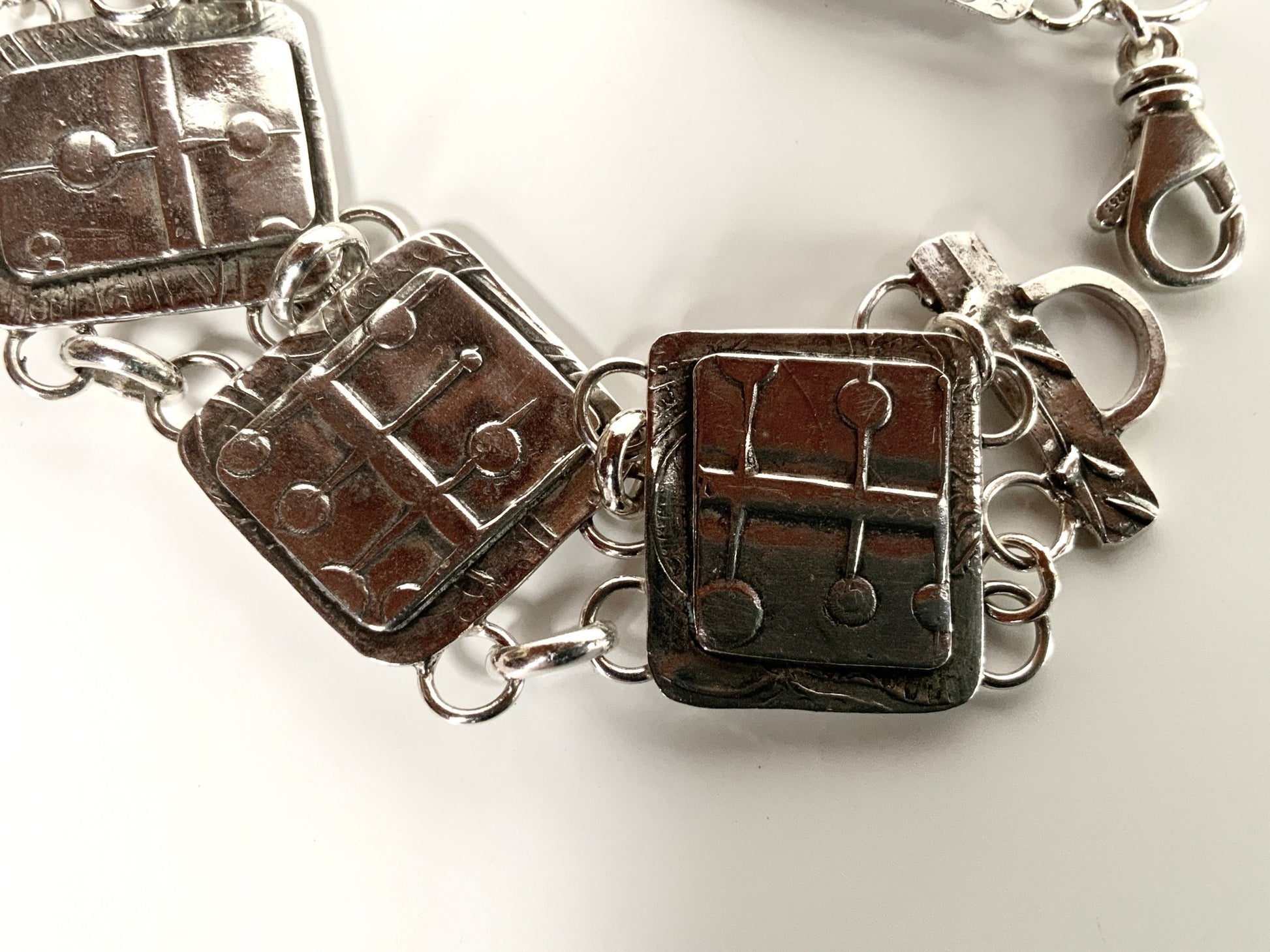 Silver Link Bracelet Modern Abstract - Evitts Creek Arts