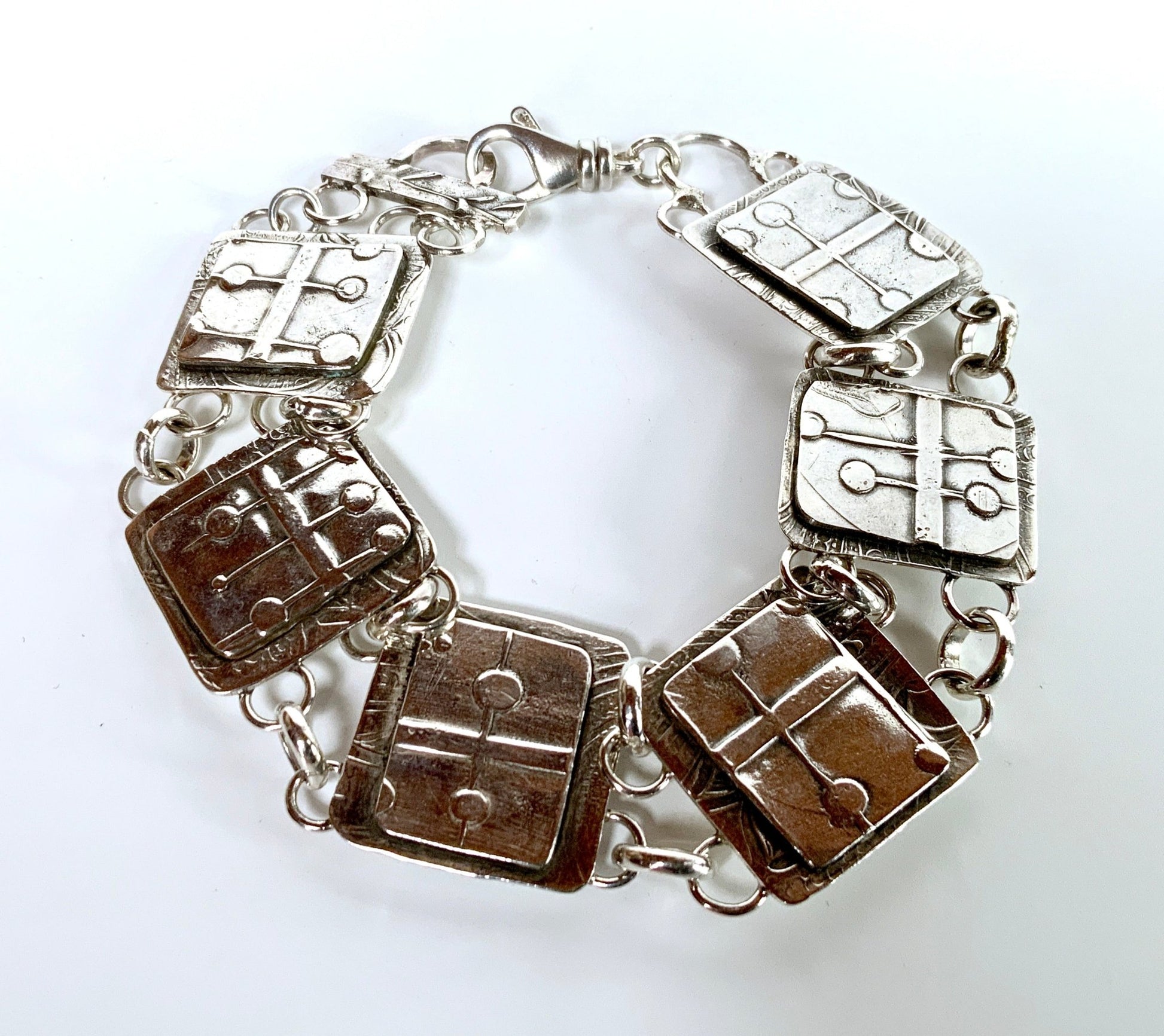 Silver Link Bracelet Modern Abstract - Evitts Creek Arts