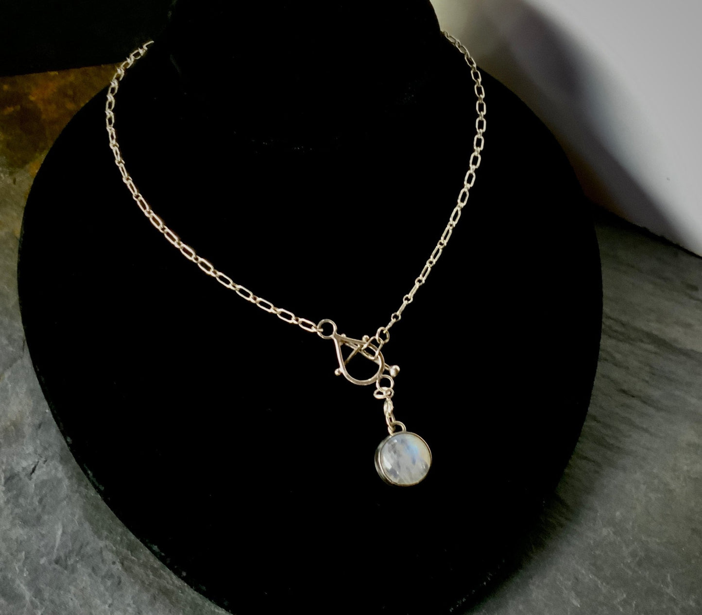 Silver Toggle Choker and Pendant Detachable Moonstone Pendant - Evitts Creek Arts