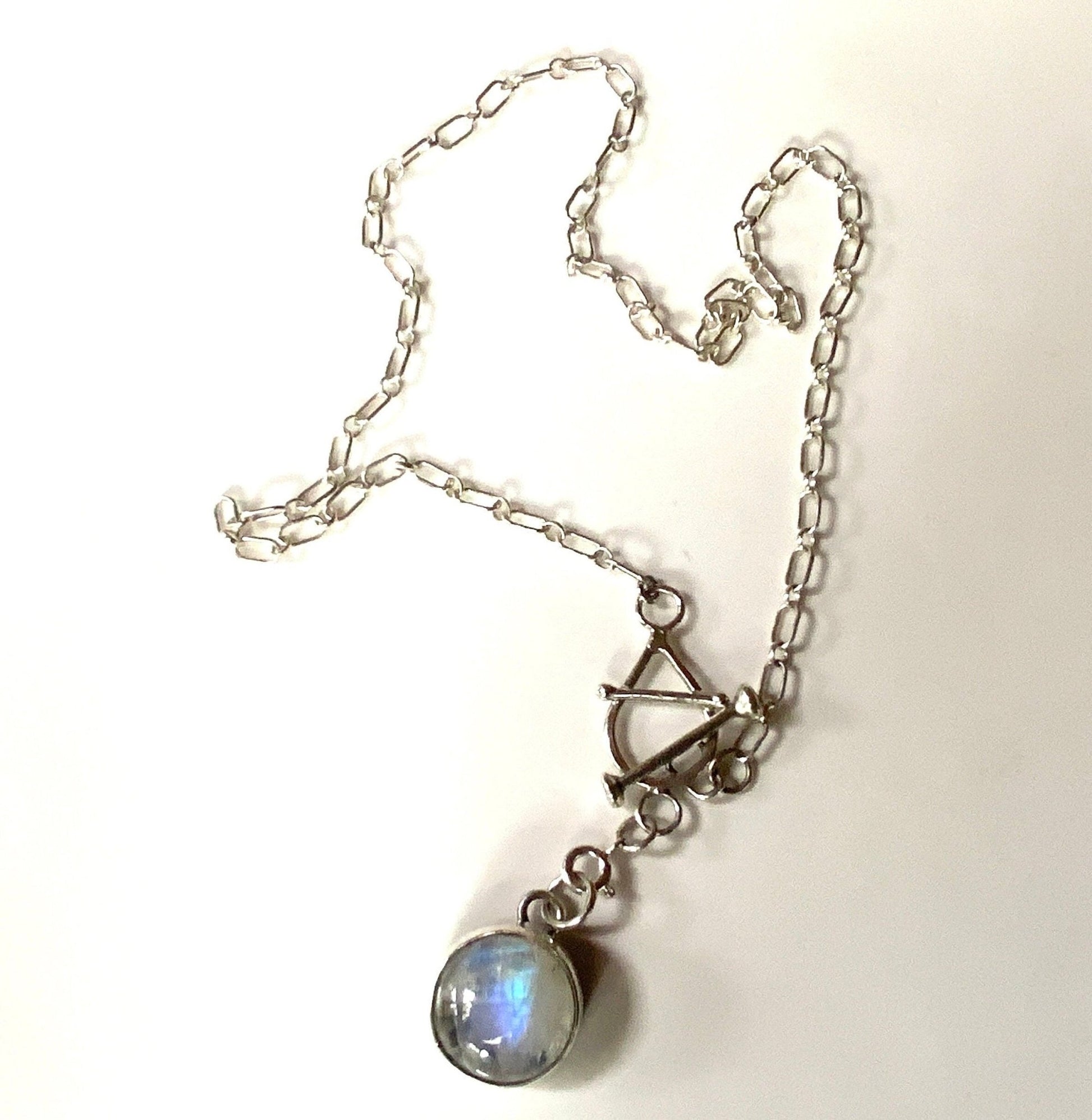 Silver Toggle Choker and Pendant Detachable Moonstone Pendant - Evitts Creek Arts