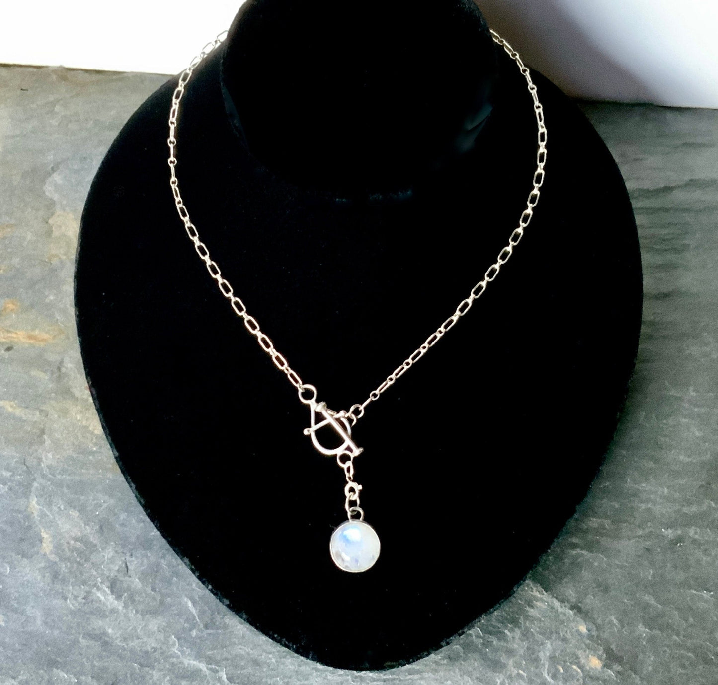 Silver Toggle Choker and Pendant Detachable Moonstone Pendant - Evitts Creek Arts