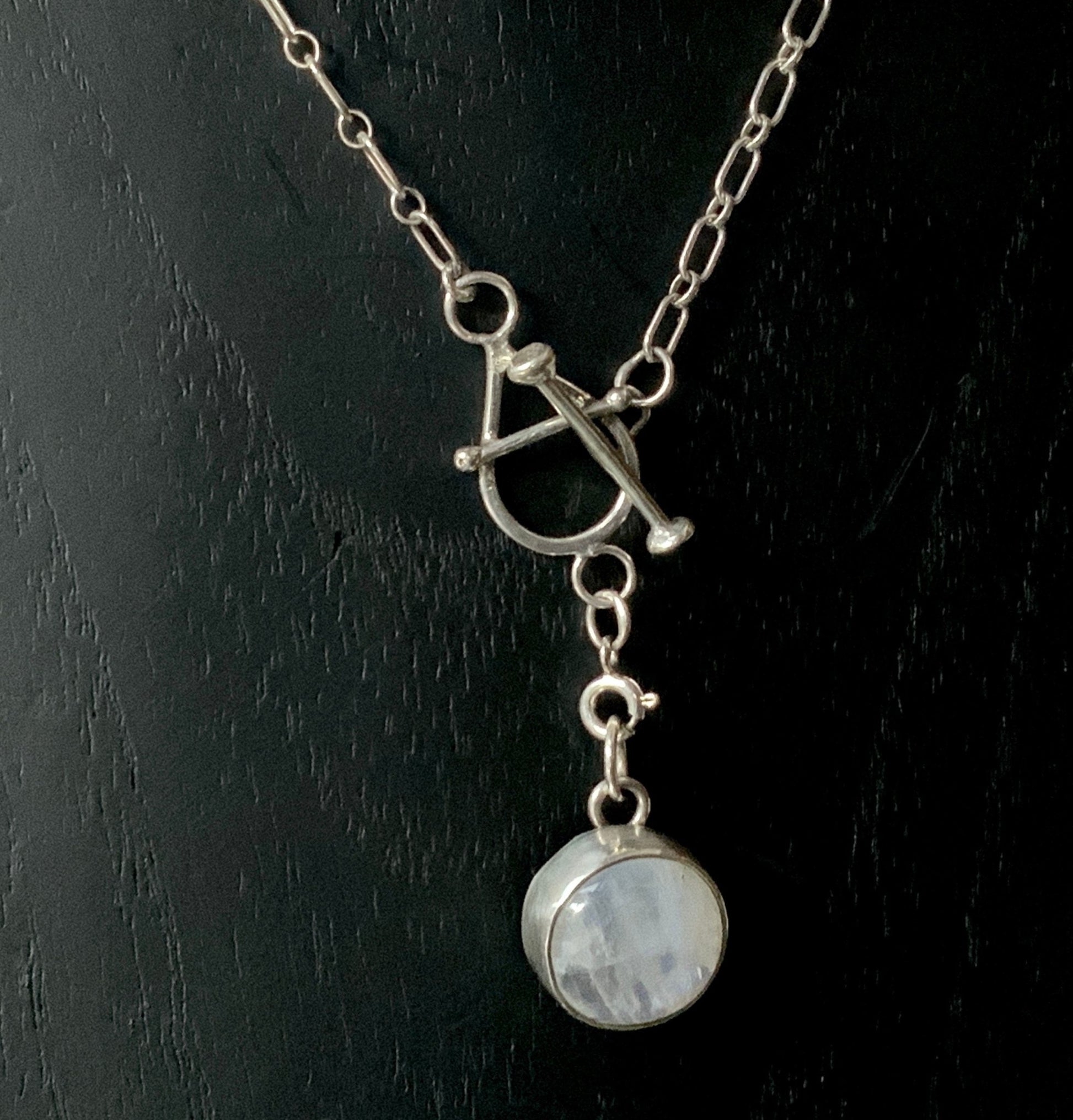 Silver Toggle Choker and Pendant Detachable Moonstone Pendant - Evitts Creek Arts