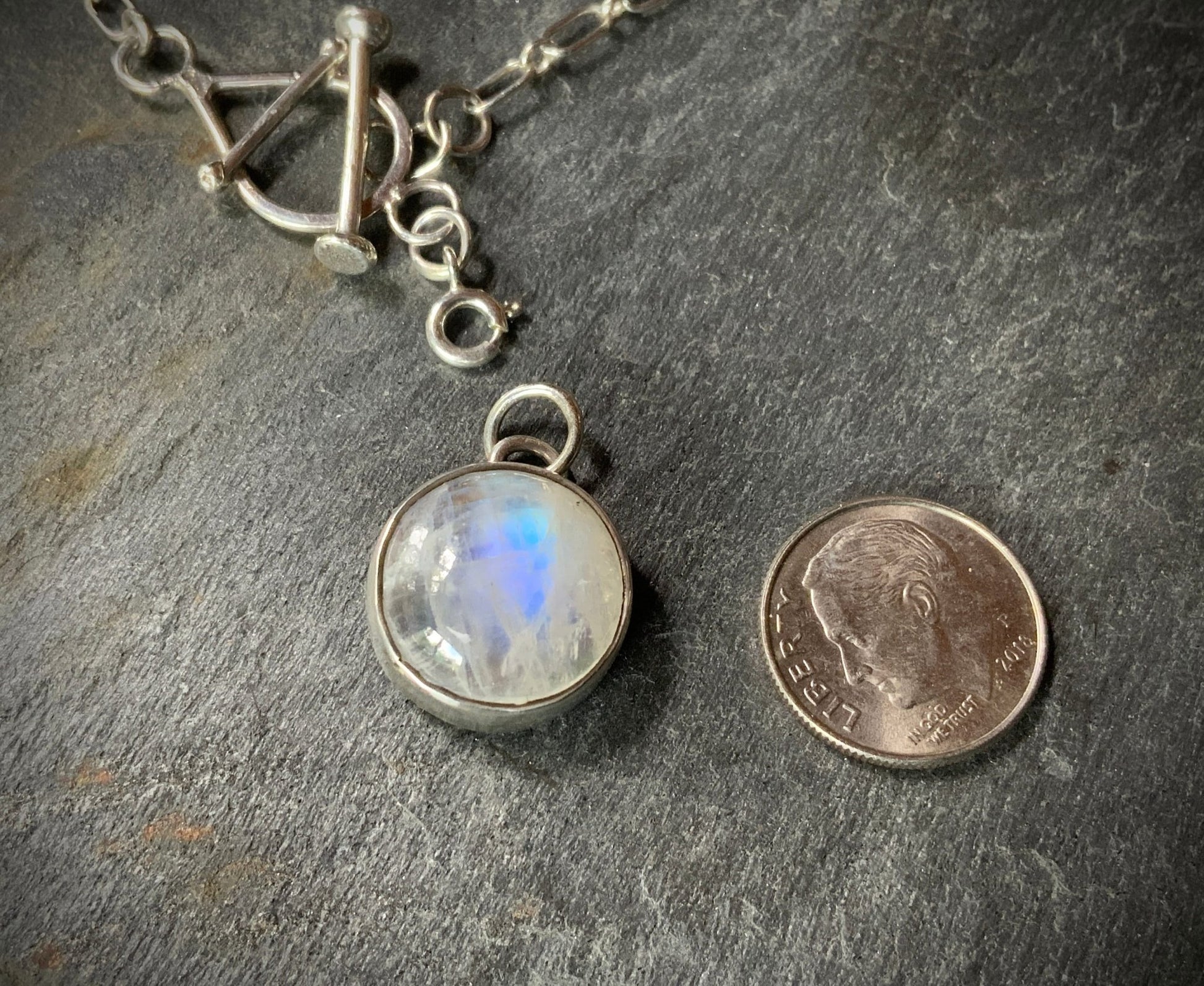 Silver Toggle Choker and Pendant Detachable Moonstone Pendant - Evitts Creek Arts